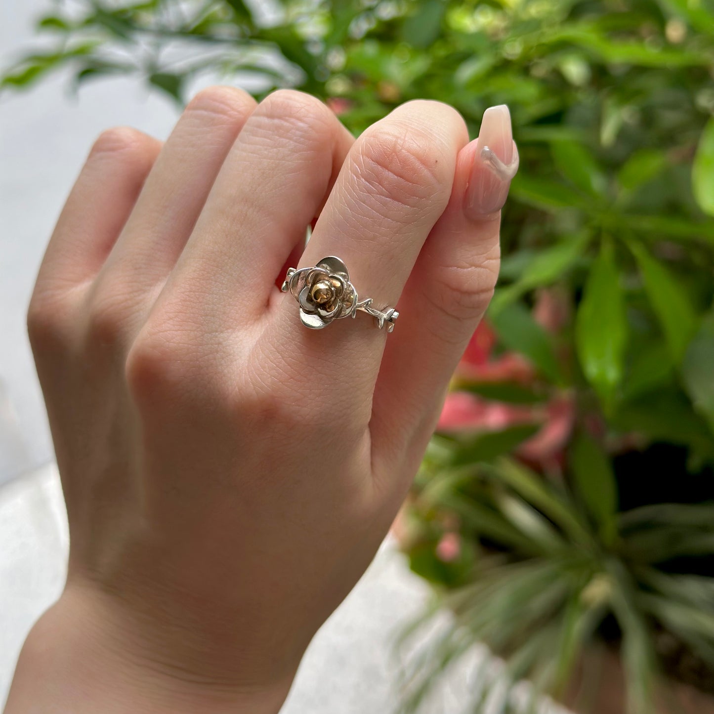 Flower plain ring 3