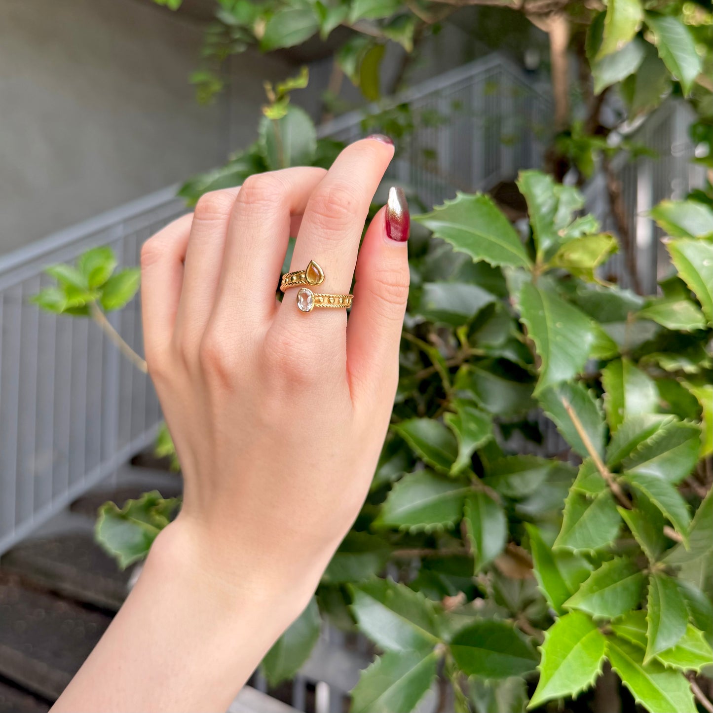 Brass 2stone ring 3