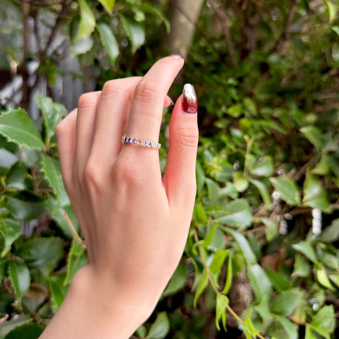 Moon enamel ring