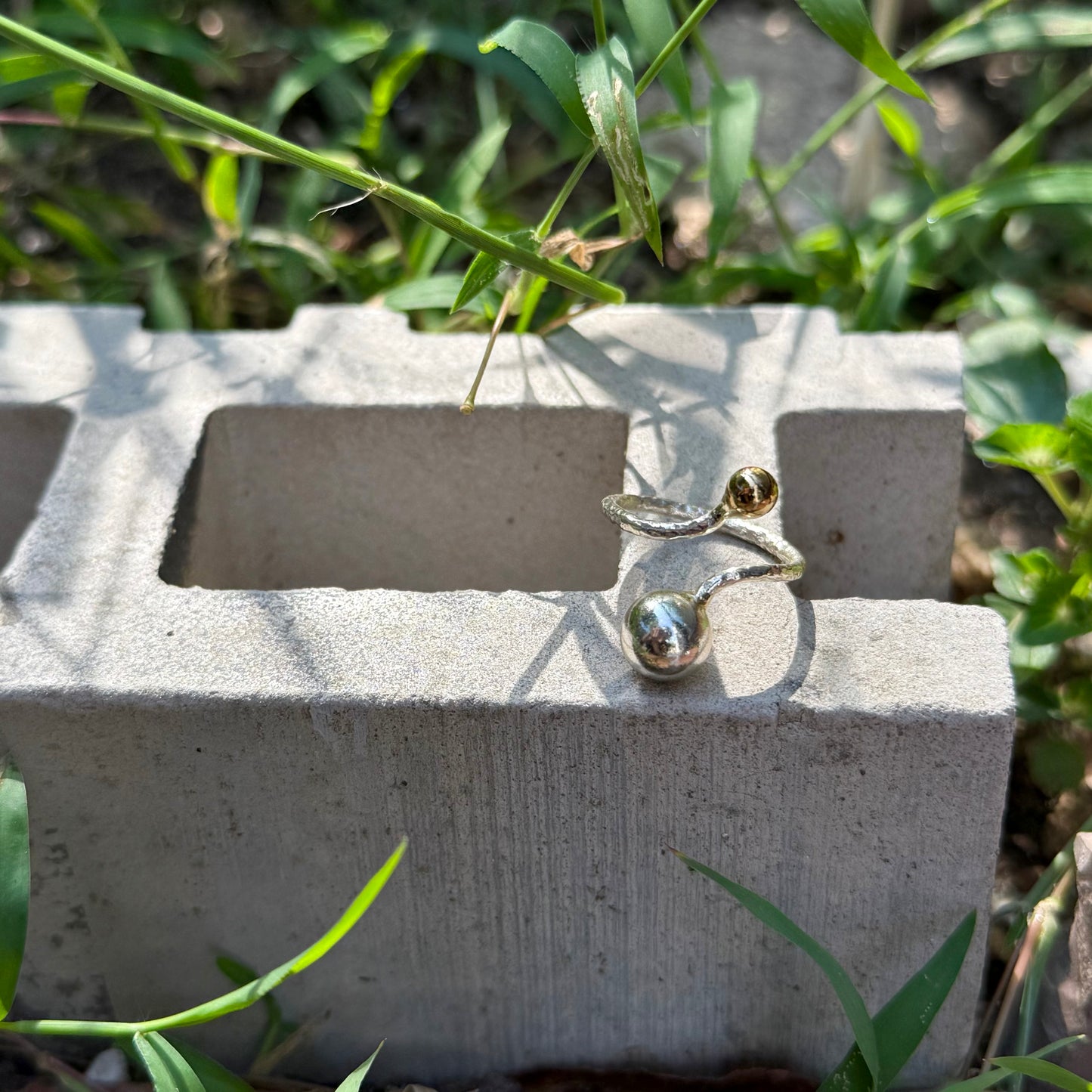 Silver925×Brass plain ring 〈Ball〉17