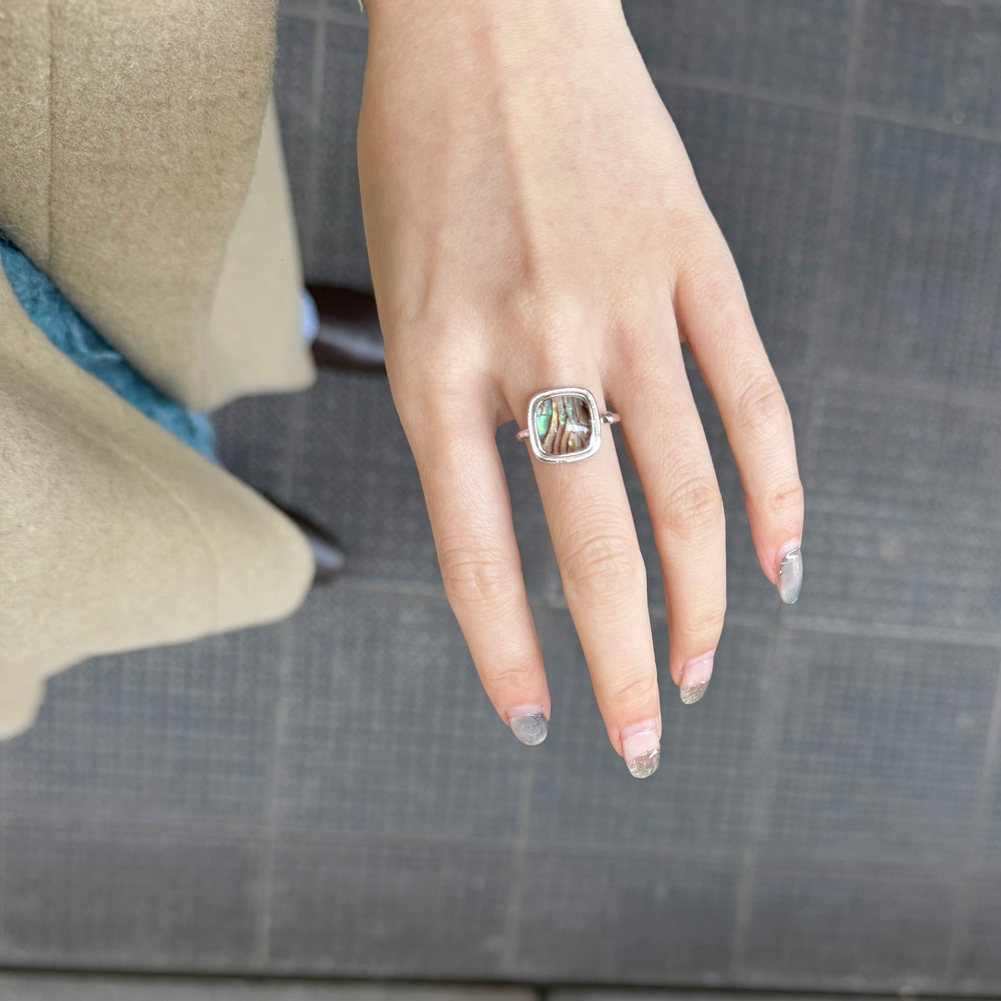 Doublet Abaloneshell & Crystal ring 2