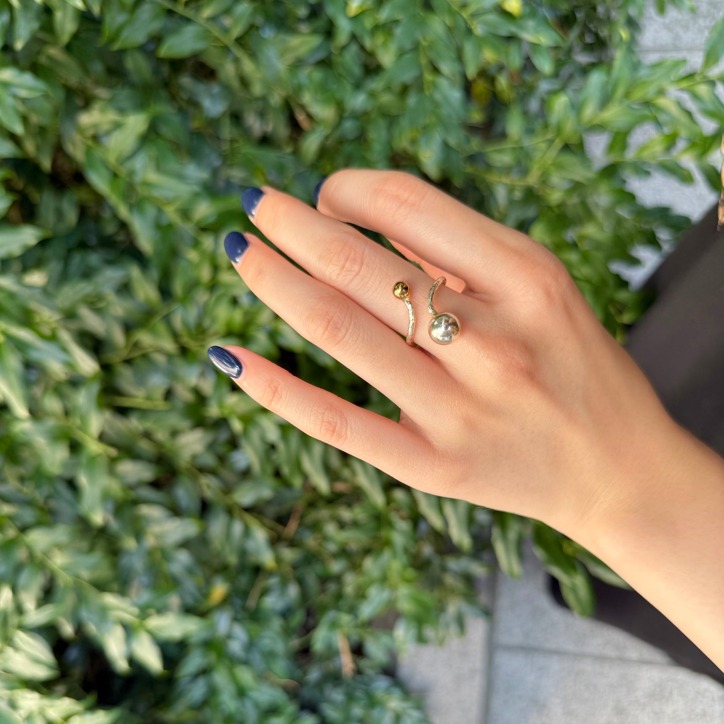 Silver925×Brass plain ring 〈Ball〉17