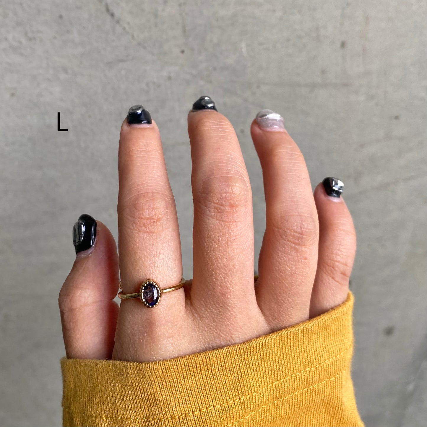 Brass petit ring〈blue〉