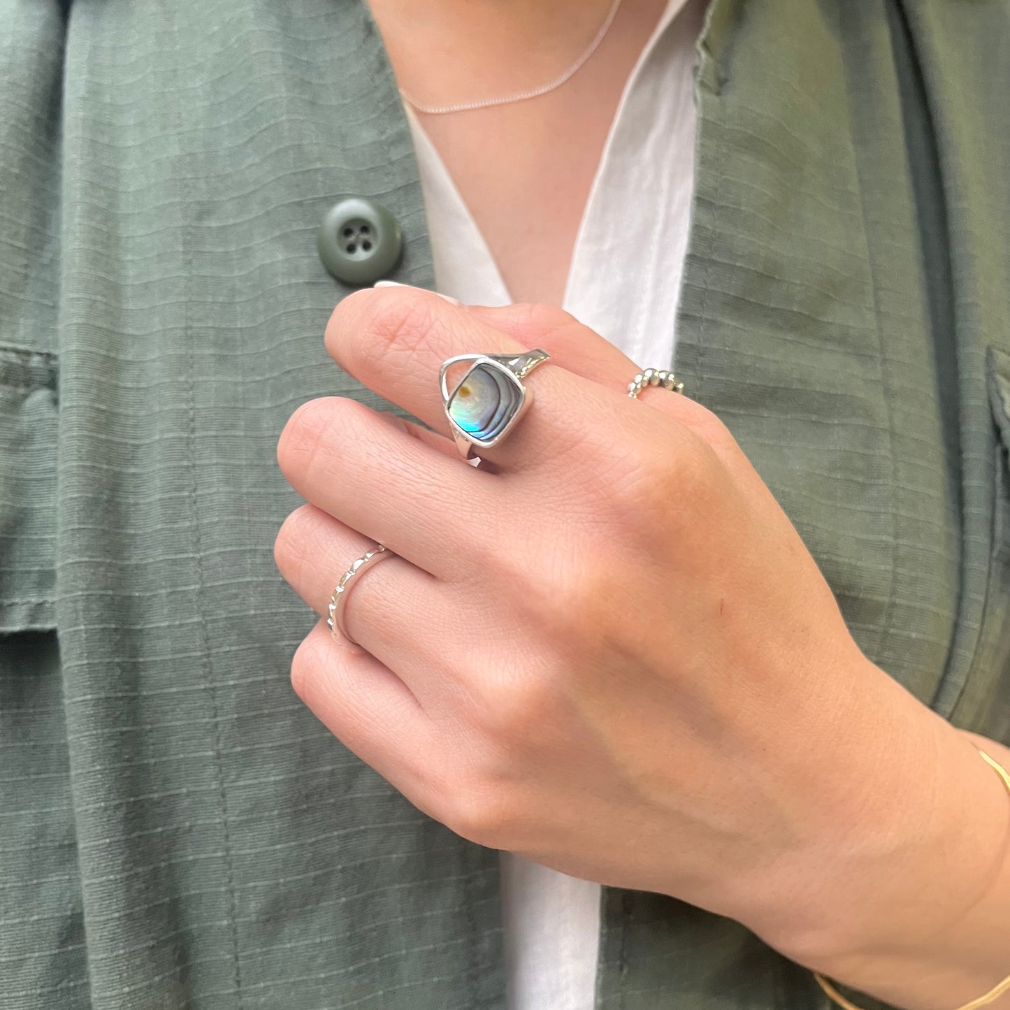 Abalone shell ring 3