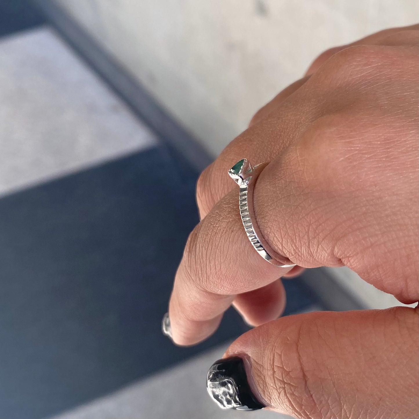 Silver925 petit ring〈green〉