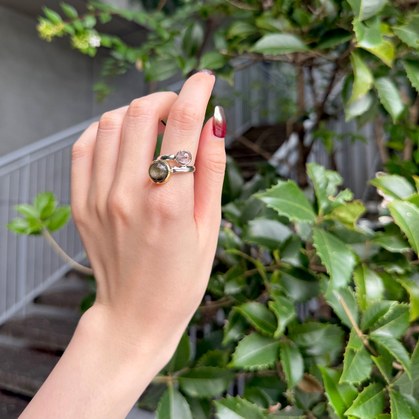 Silver925×Brass 2stone ring 20