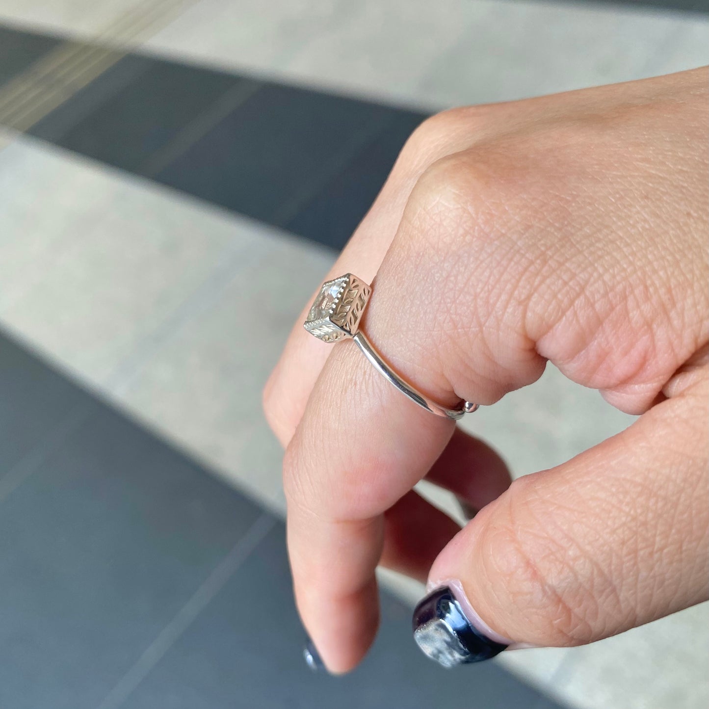 Silver925 petit ring〈white/clear〉
