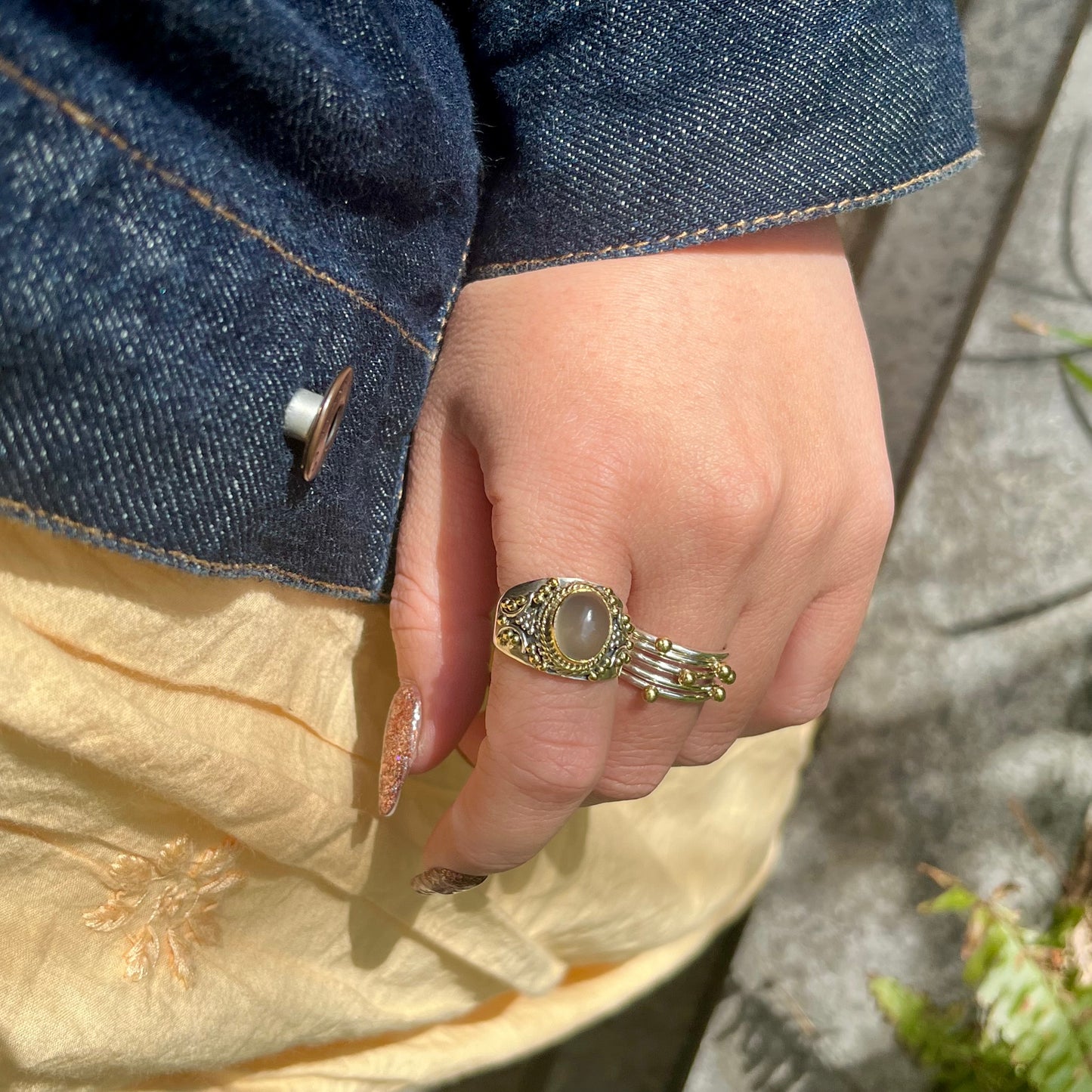 Silver925×Brass plain ring 〈Ball〉4