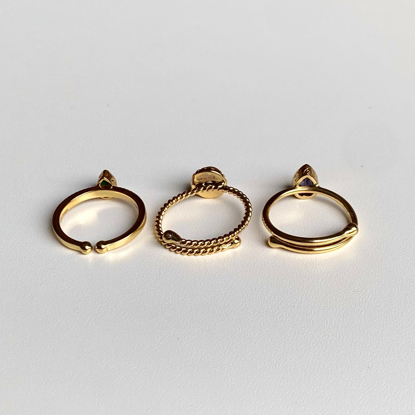Brass petit ring〈blue〉