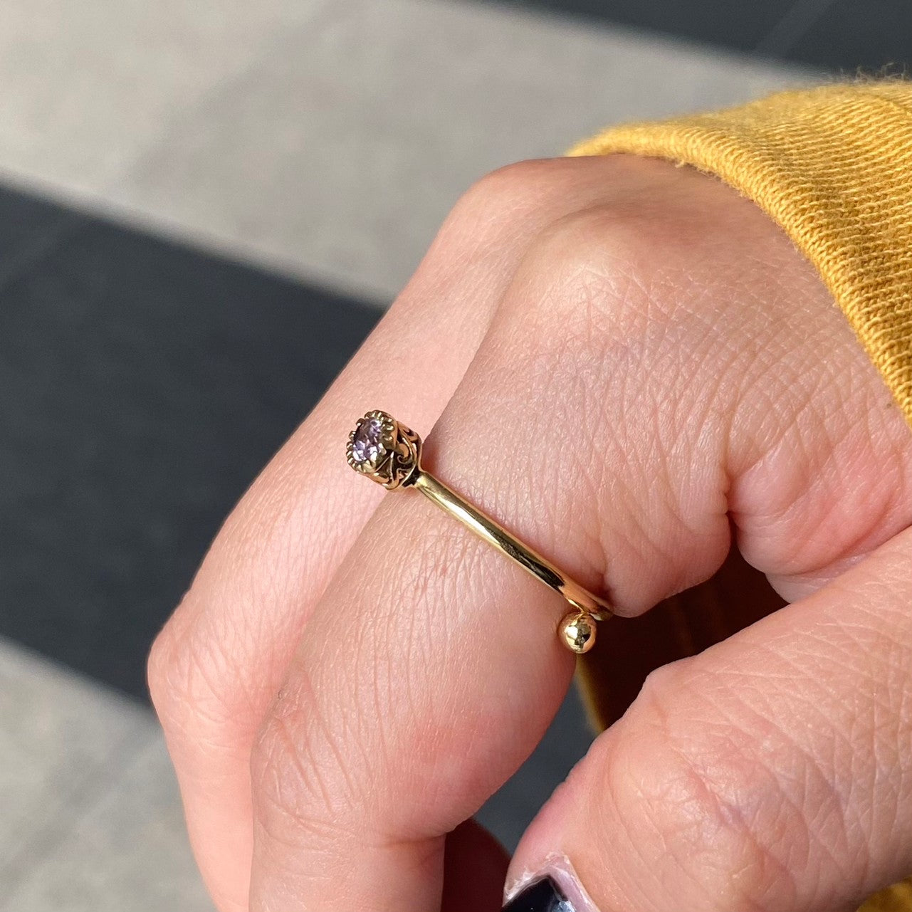 Brass petit ring〈purple〉