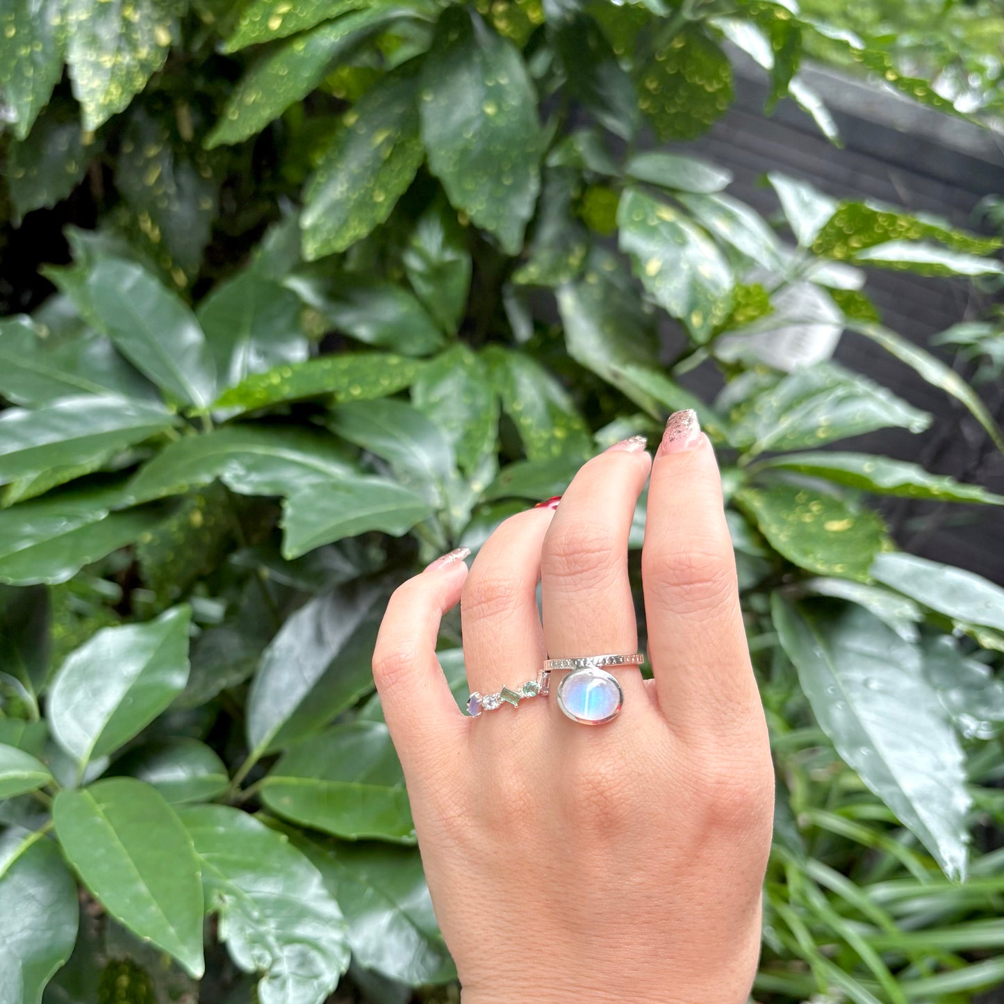 Rainbow Moonstone ring 2