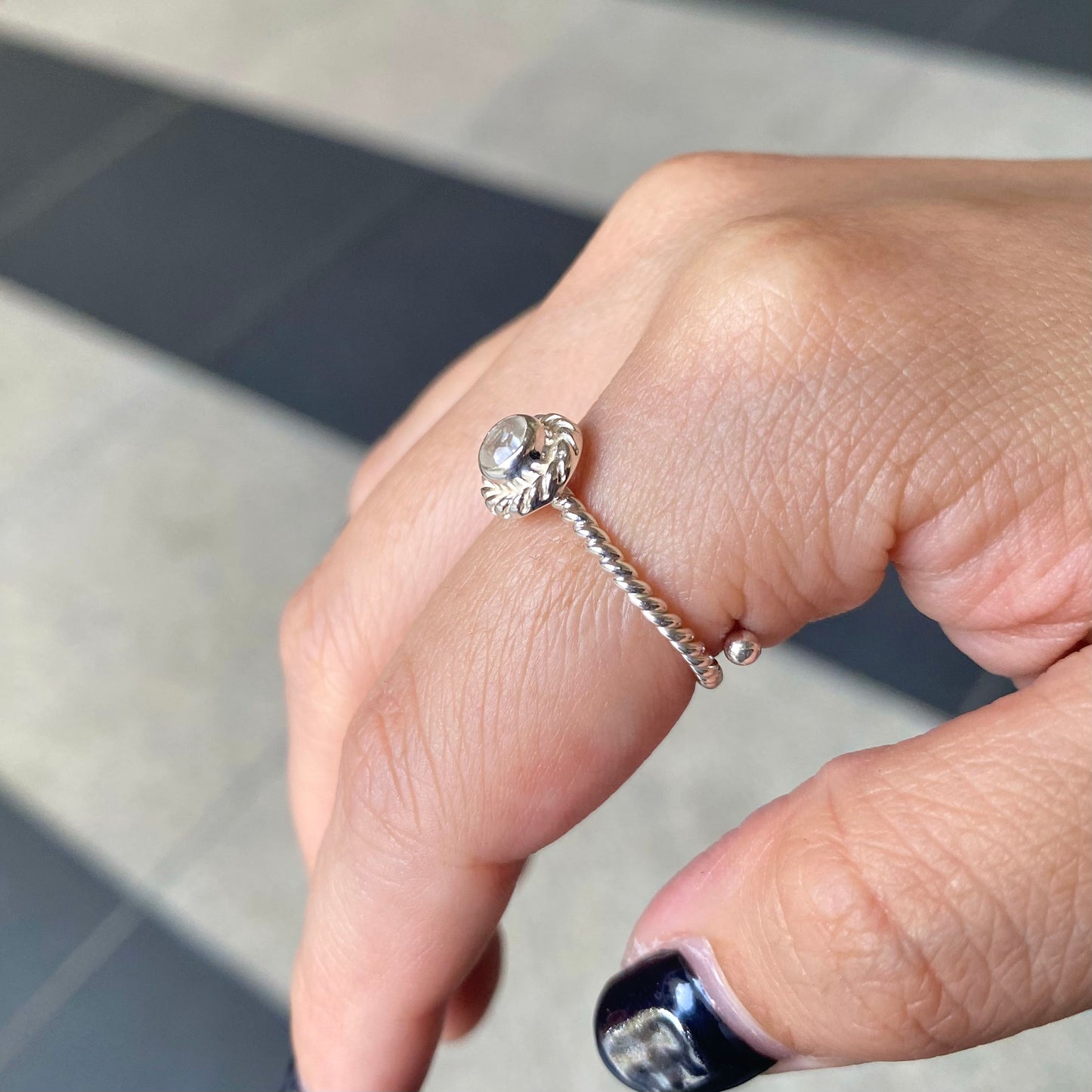Silver925 petit ring〈white/clear〉