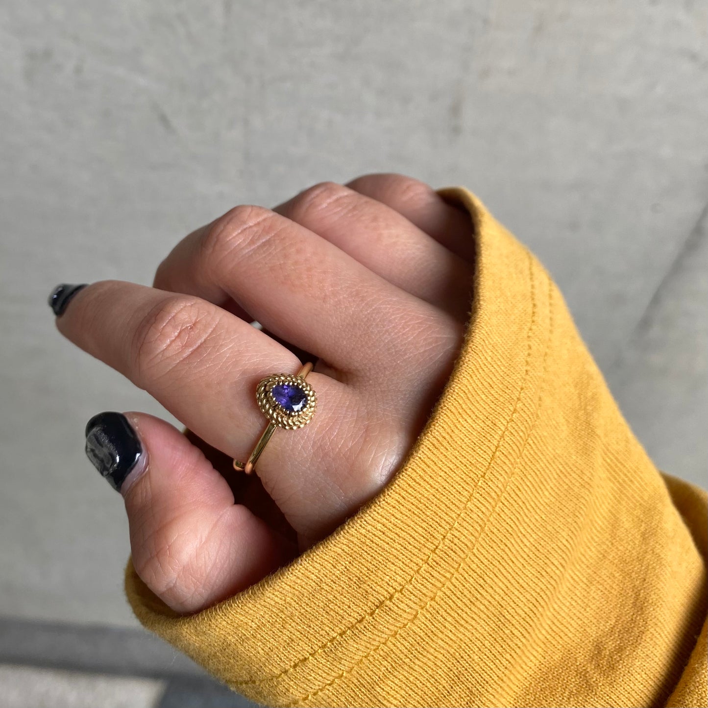 Brass petit ring〈blue〉