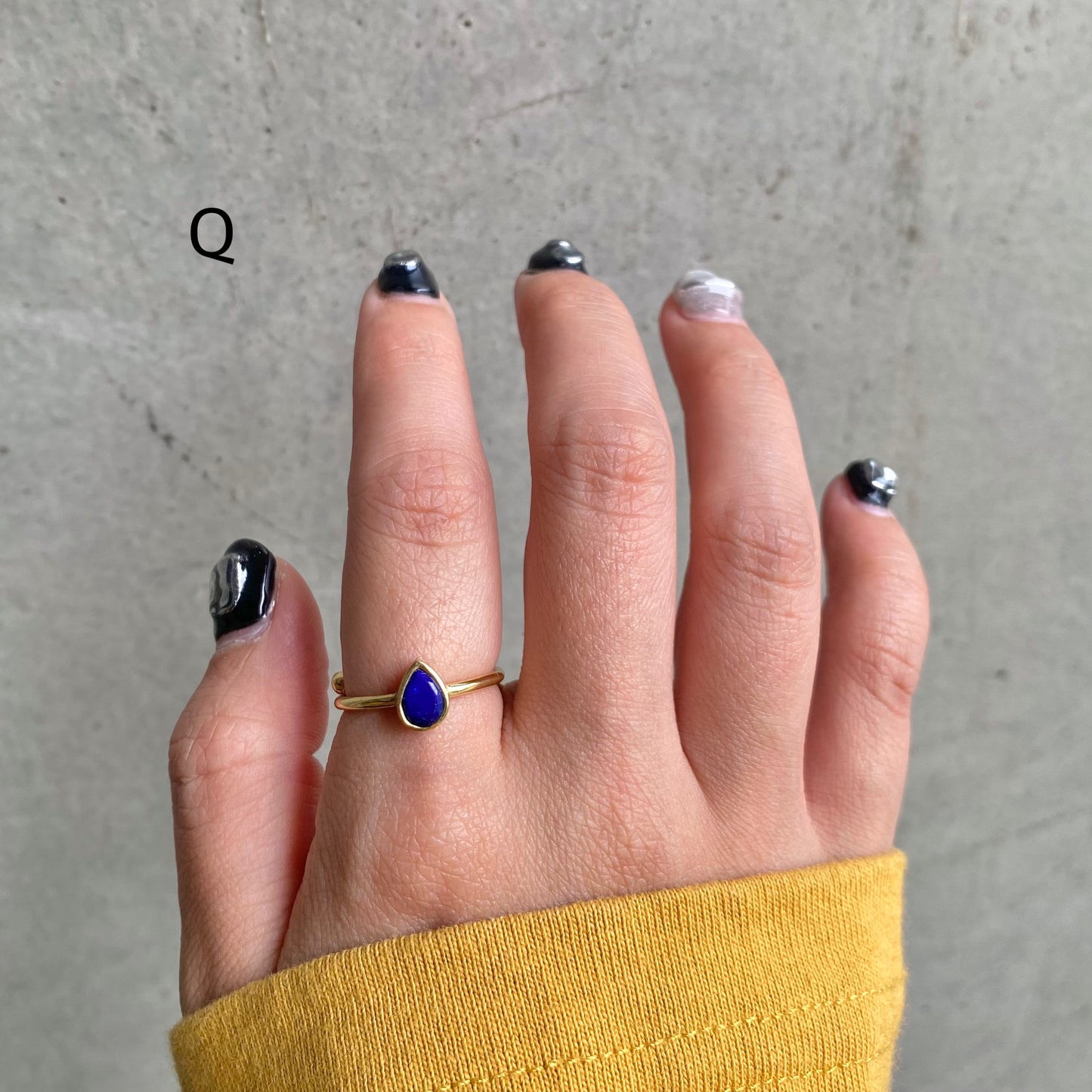 Brass petit ring〈blue〉
