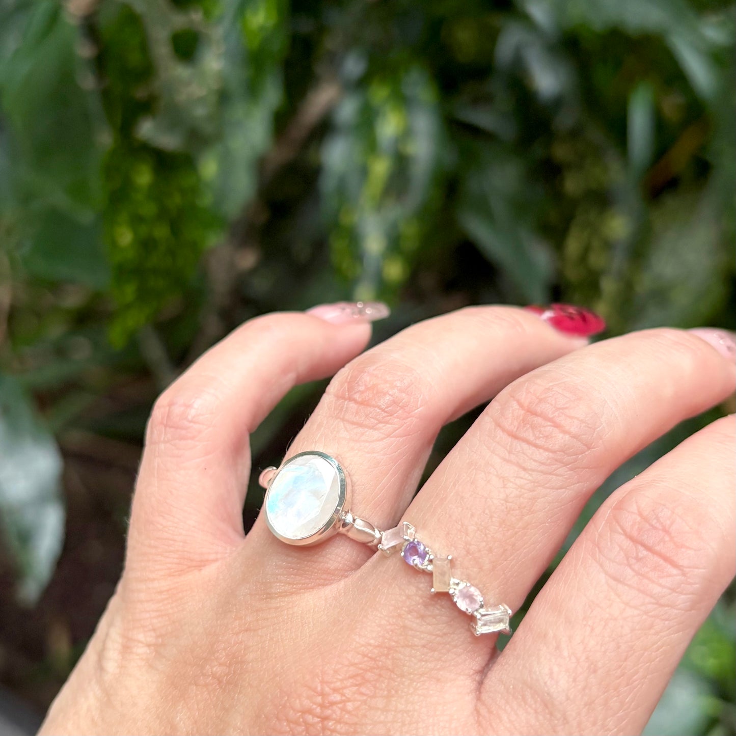 Rainbow Moonstone ring 1