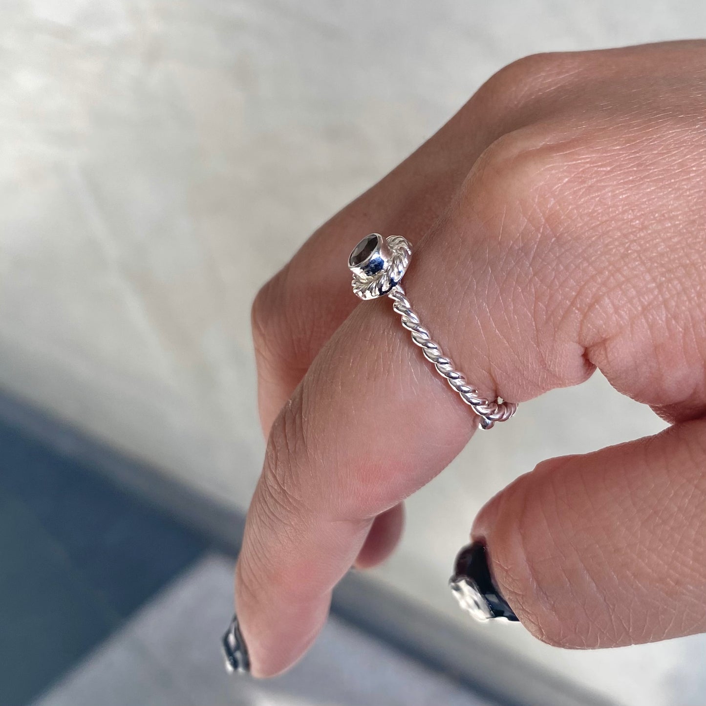 Silver925 petit ring〈brown/black〉