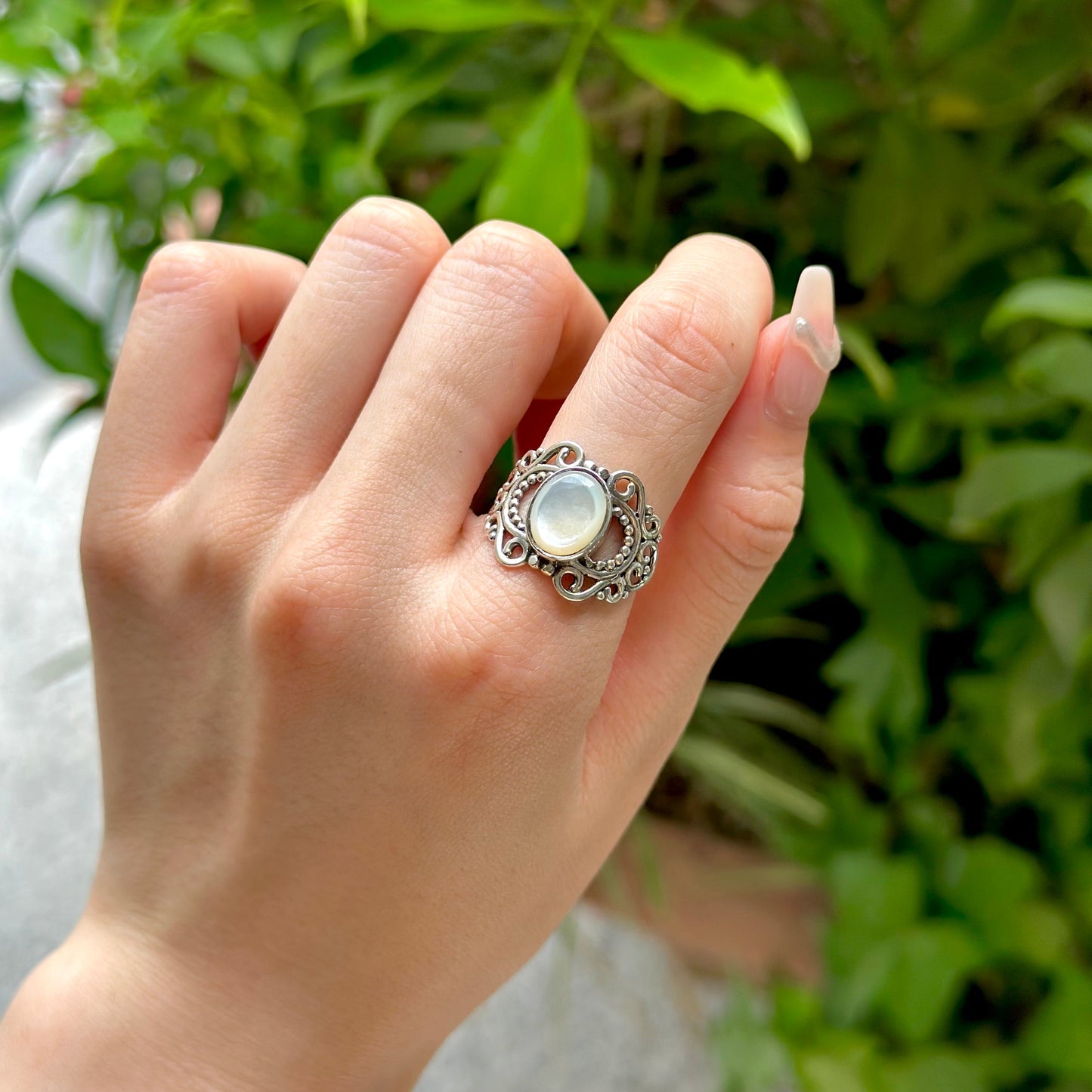 White mother of pearl ring