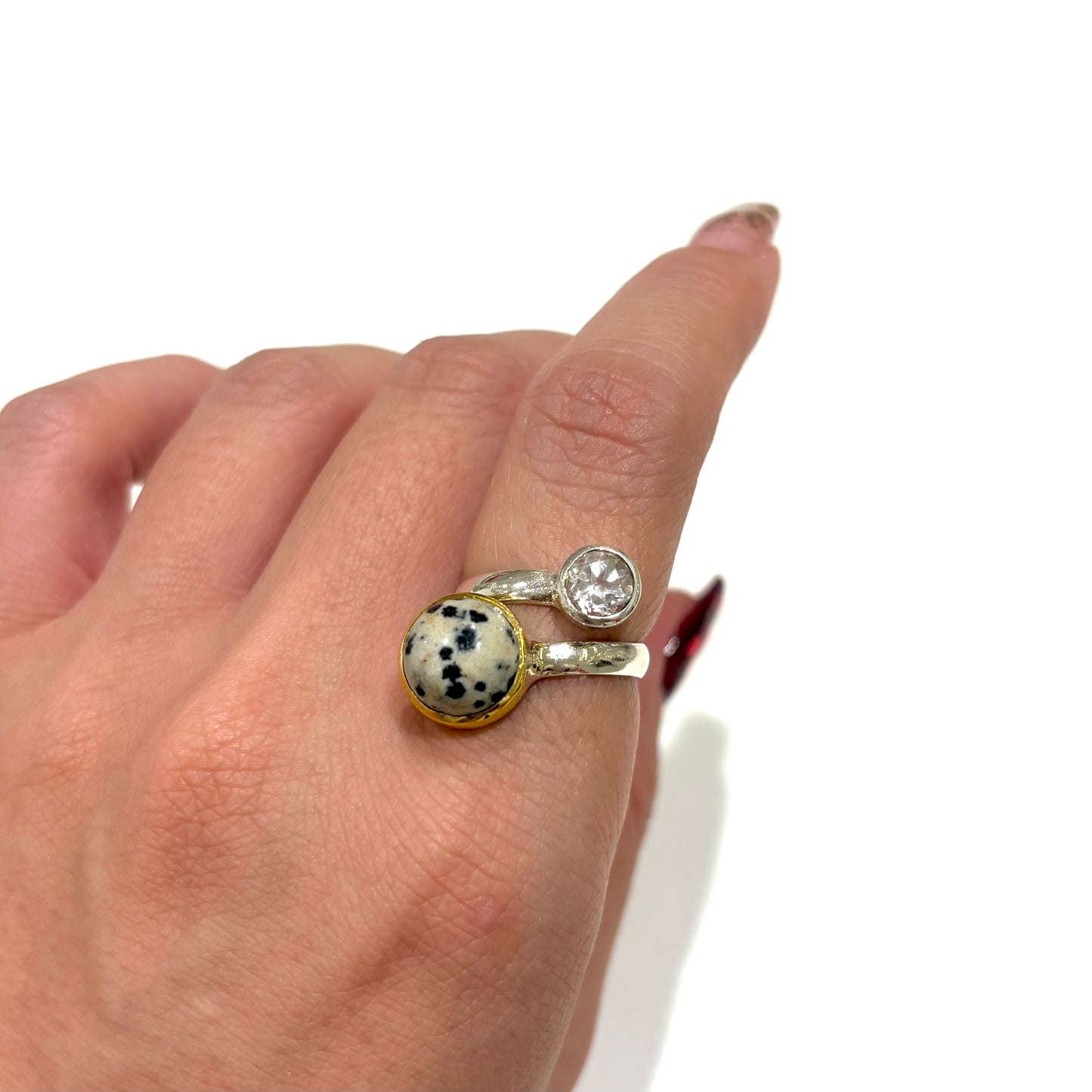 Silver925×Brass 2stone ring 22