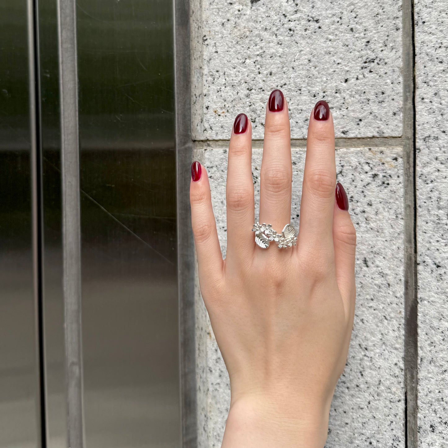 Flower plain ring 28