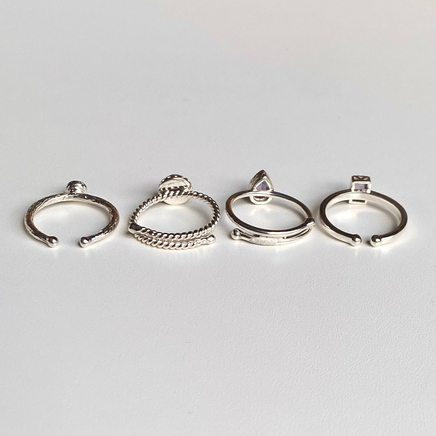 Silver925 petit ring〈red/purple〉