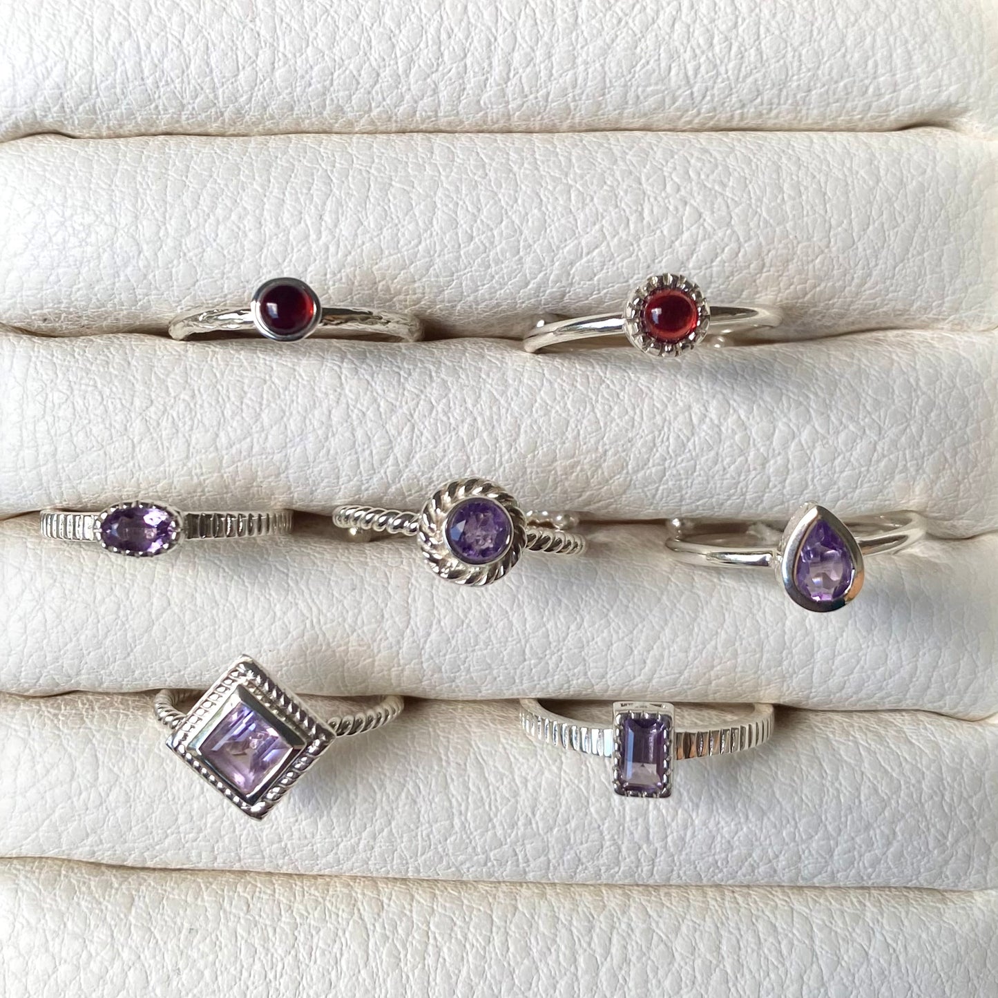 Silver925 petit ring〈red/purple〉
