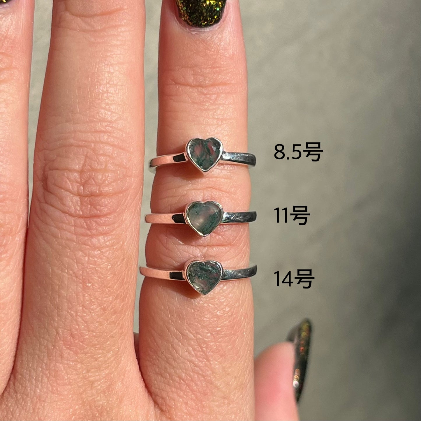 Heart enamel× stone ring