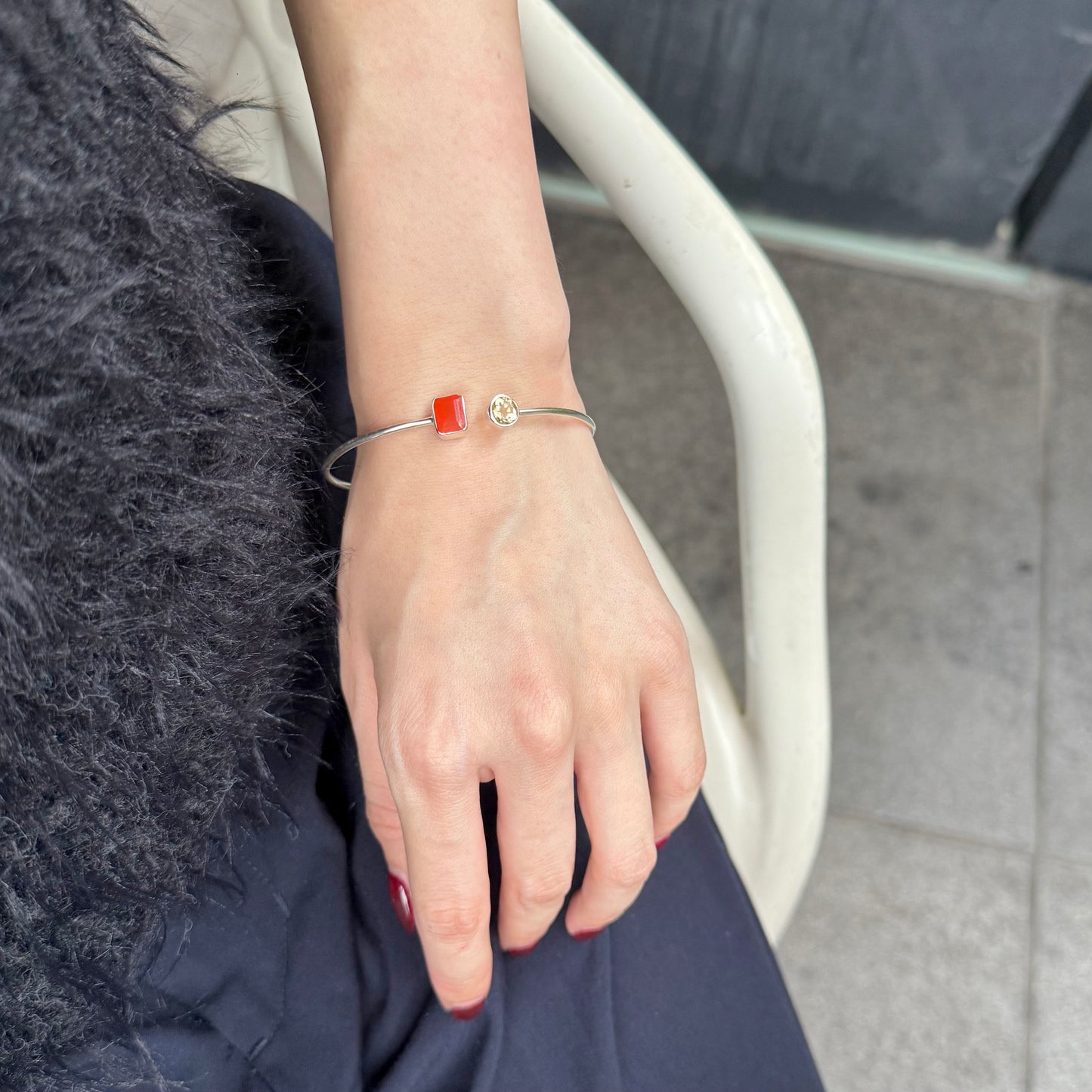 Silver925 2stone bangle 1