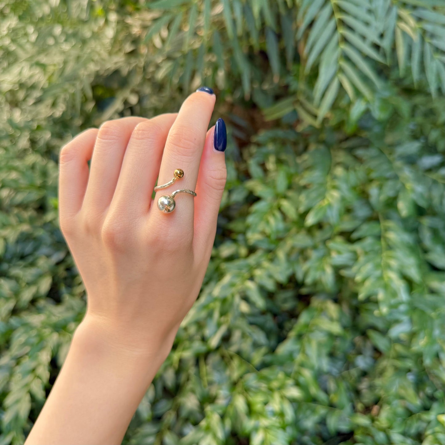 Silver925×Brass plain ring 〈Ball〉17