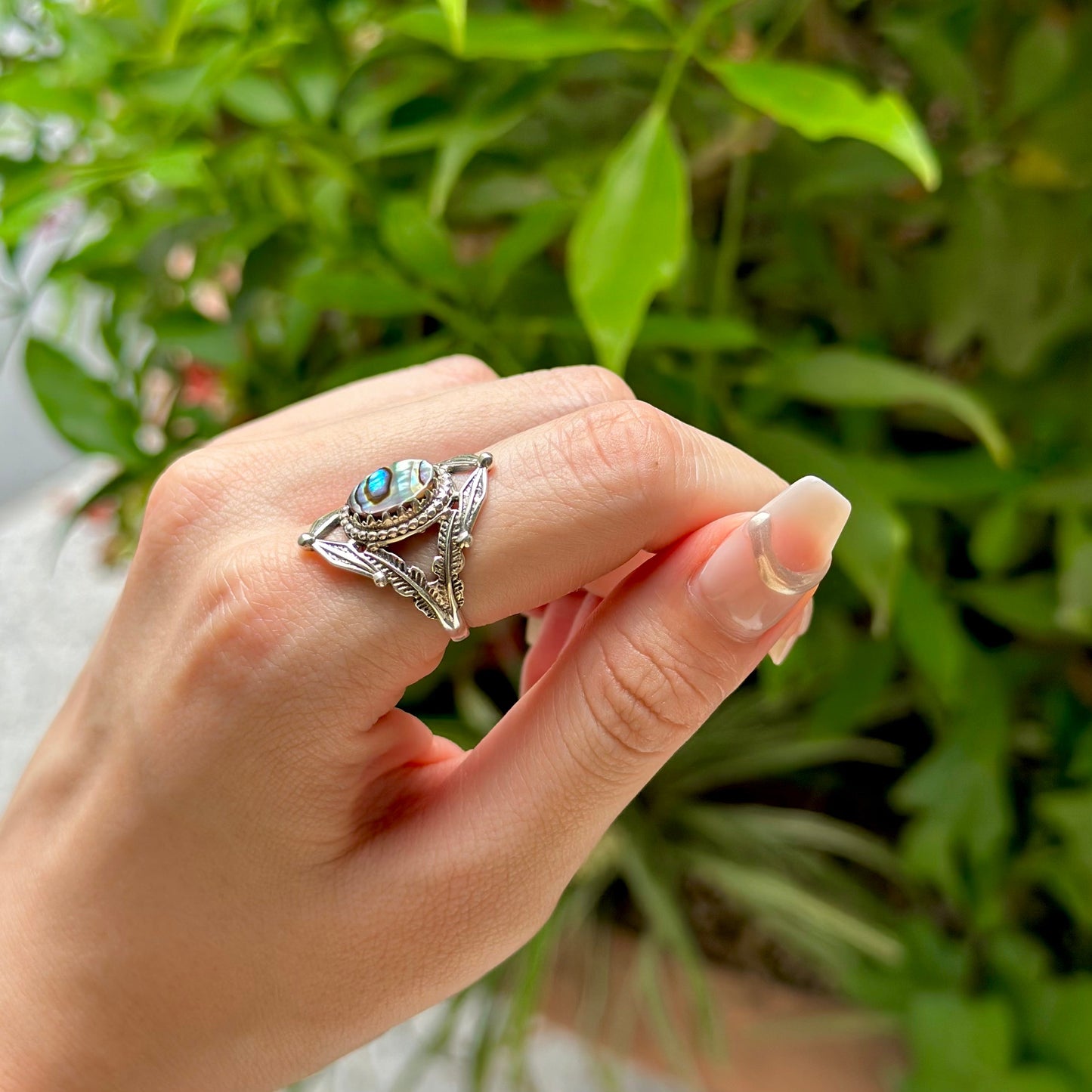 Abalone shell ring