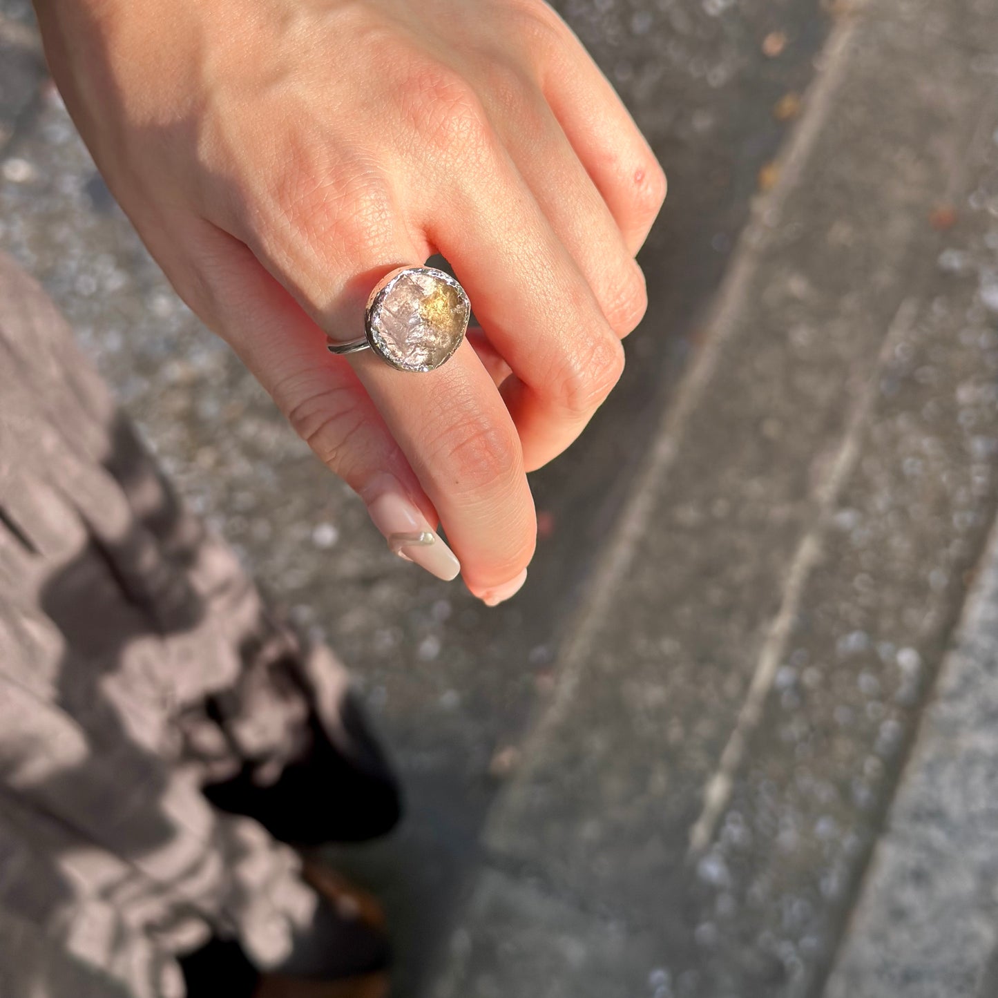 Silver925 rough cut ring