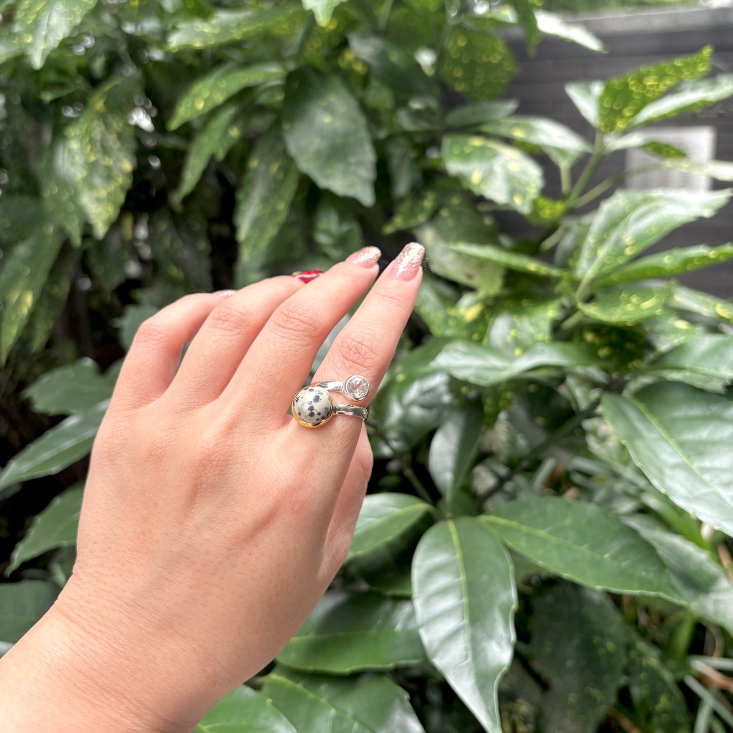Silver925×Brass 2stone ring 22