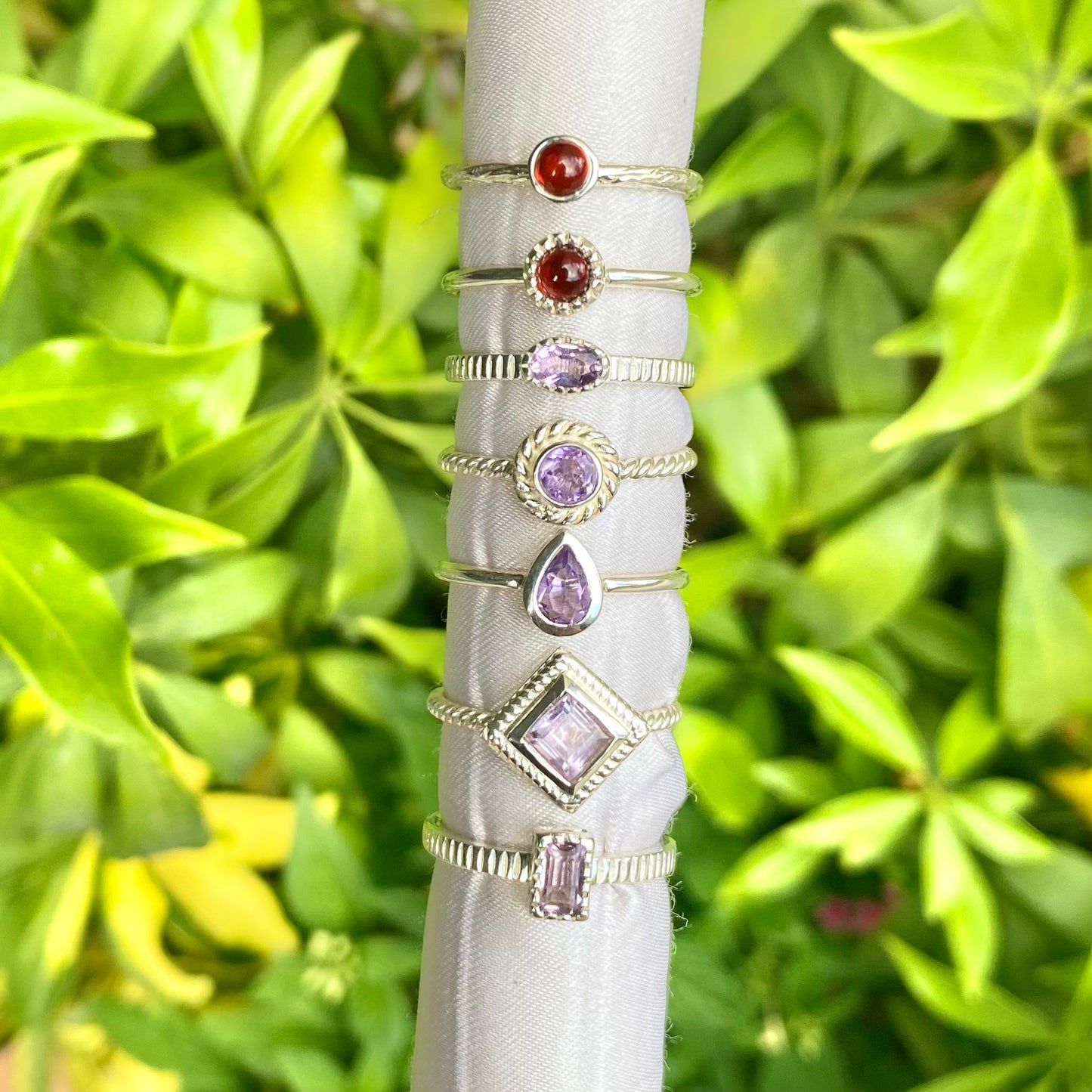 Silver925 petit ring〈red/purple〉