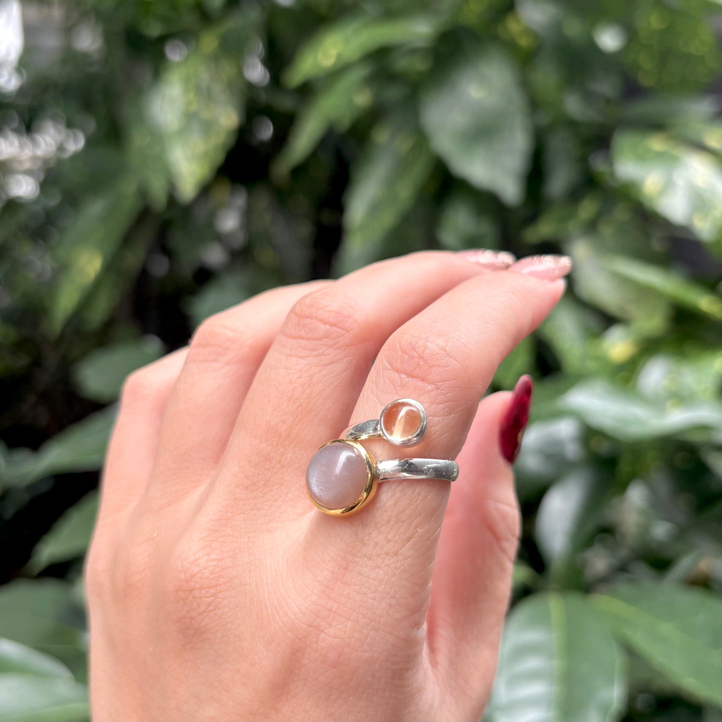 Silver925×Brass 2stone ring 22