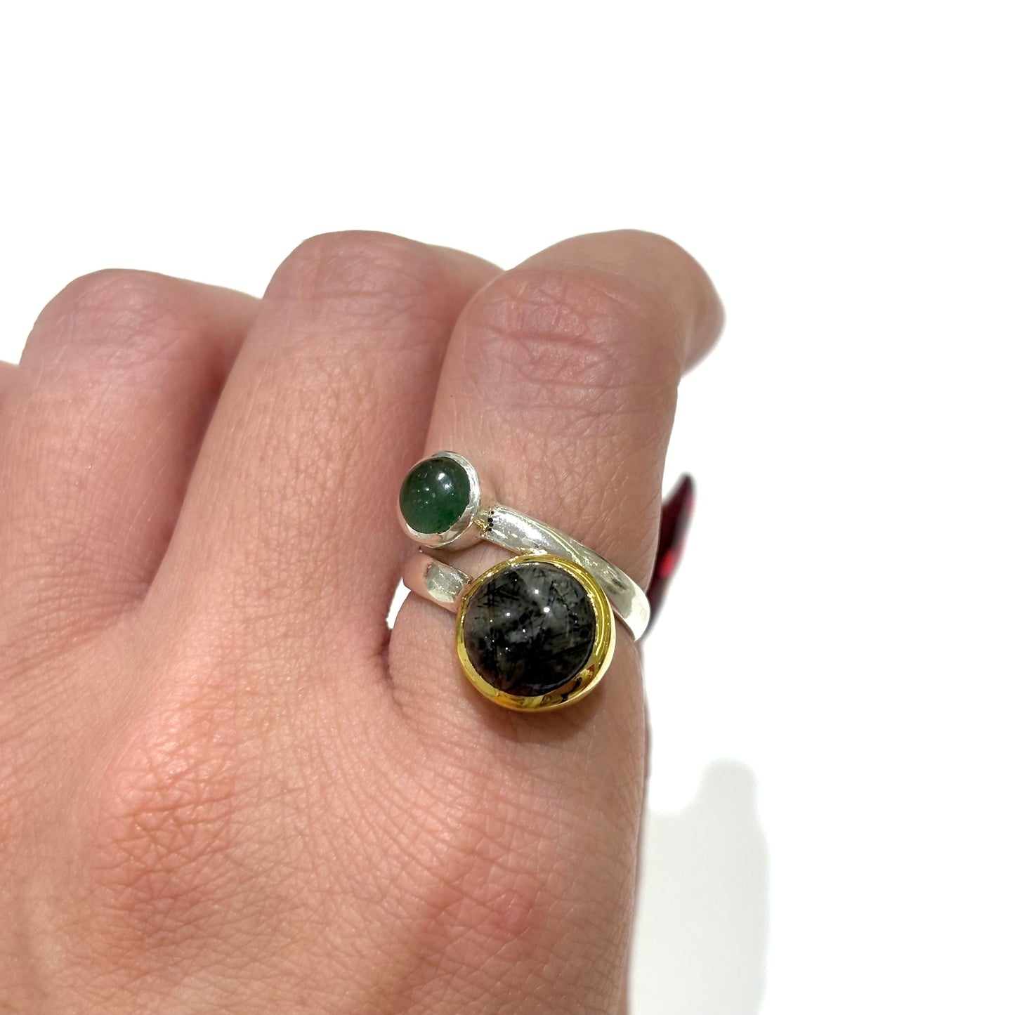 Silver925×Brass 2stone ring 22