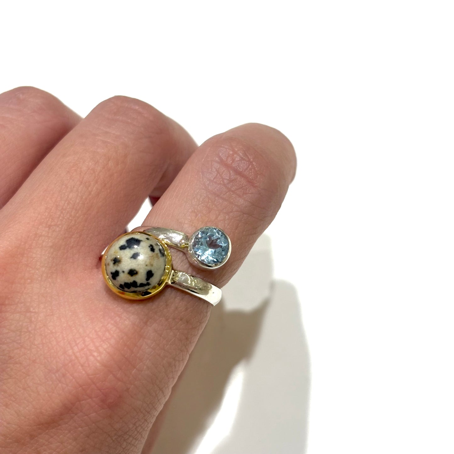 Silver925×Brass 2stone ring 22