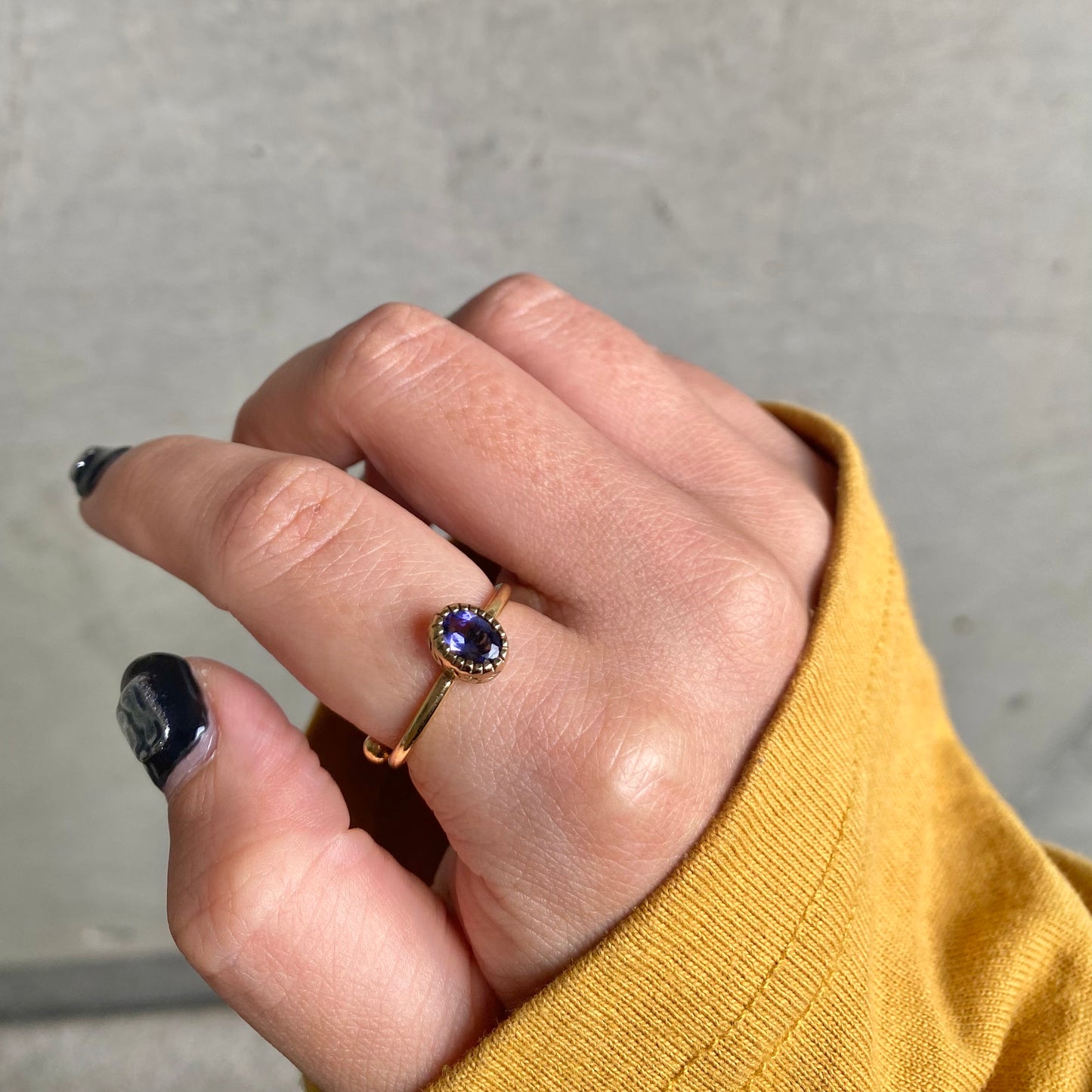 Brass petit ring〈blue〉