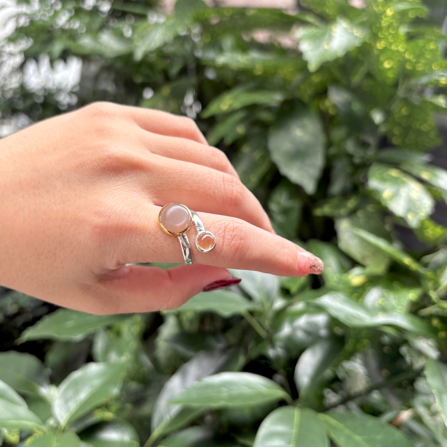 Silver925×Brass 2stone ring 22