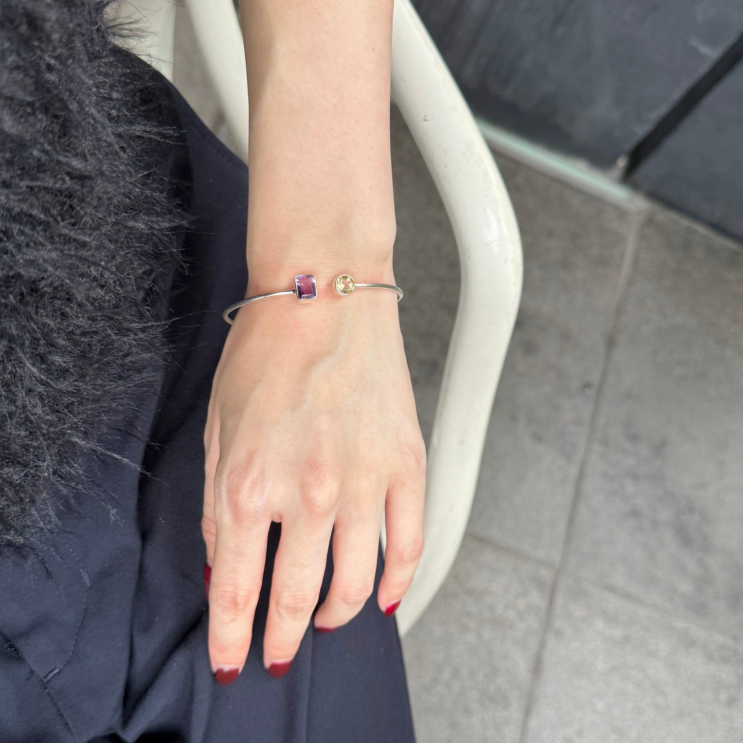Silver925 2stone bangle 1