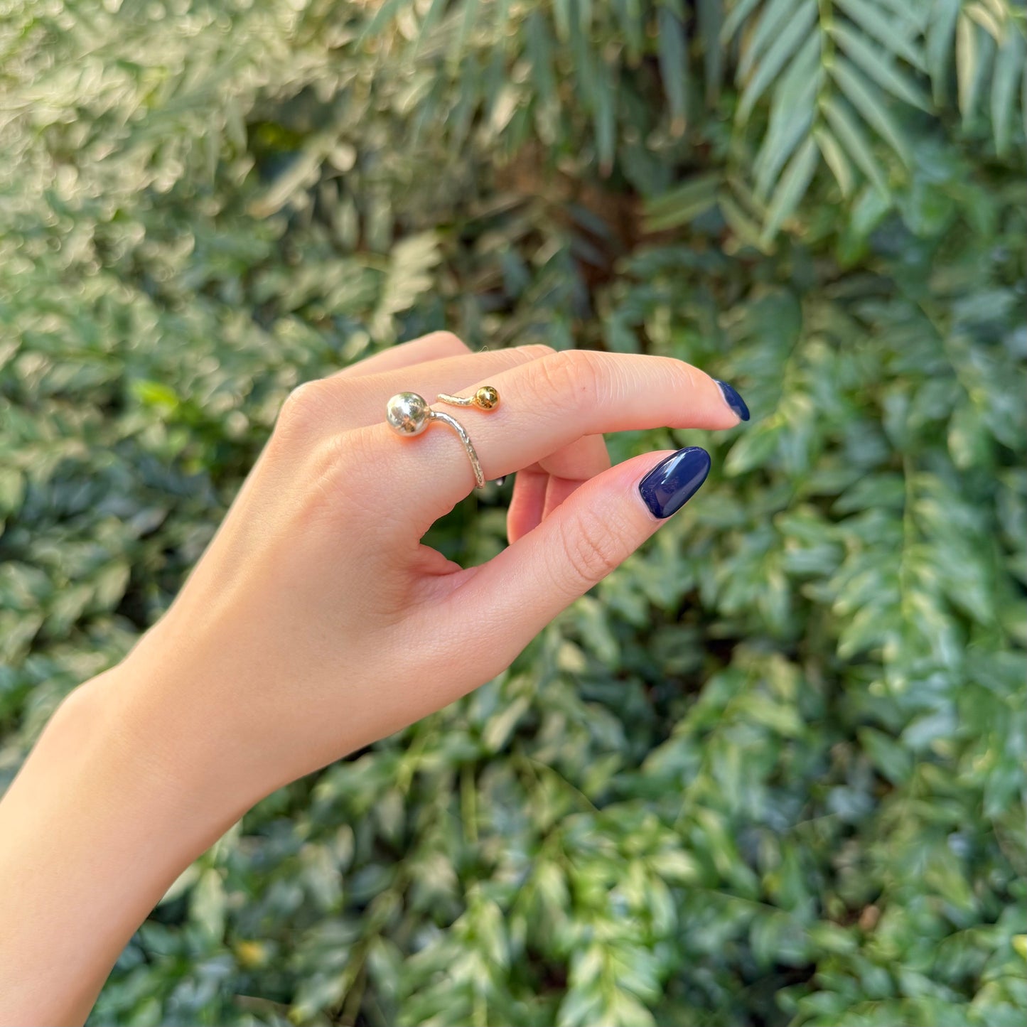 Silver925×Brass plain ring 〈Ball〉17