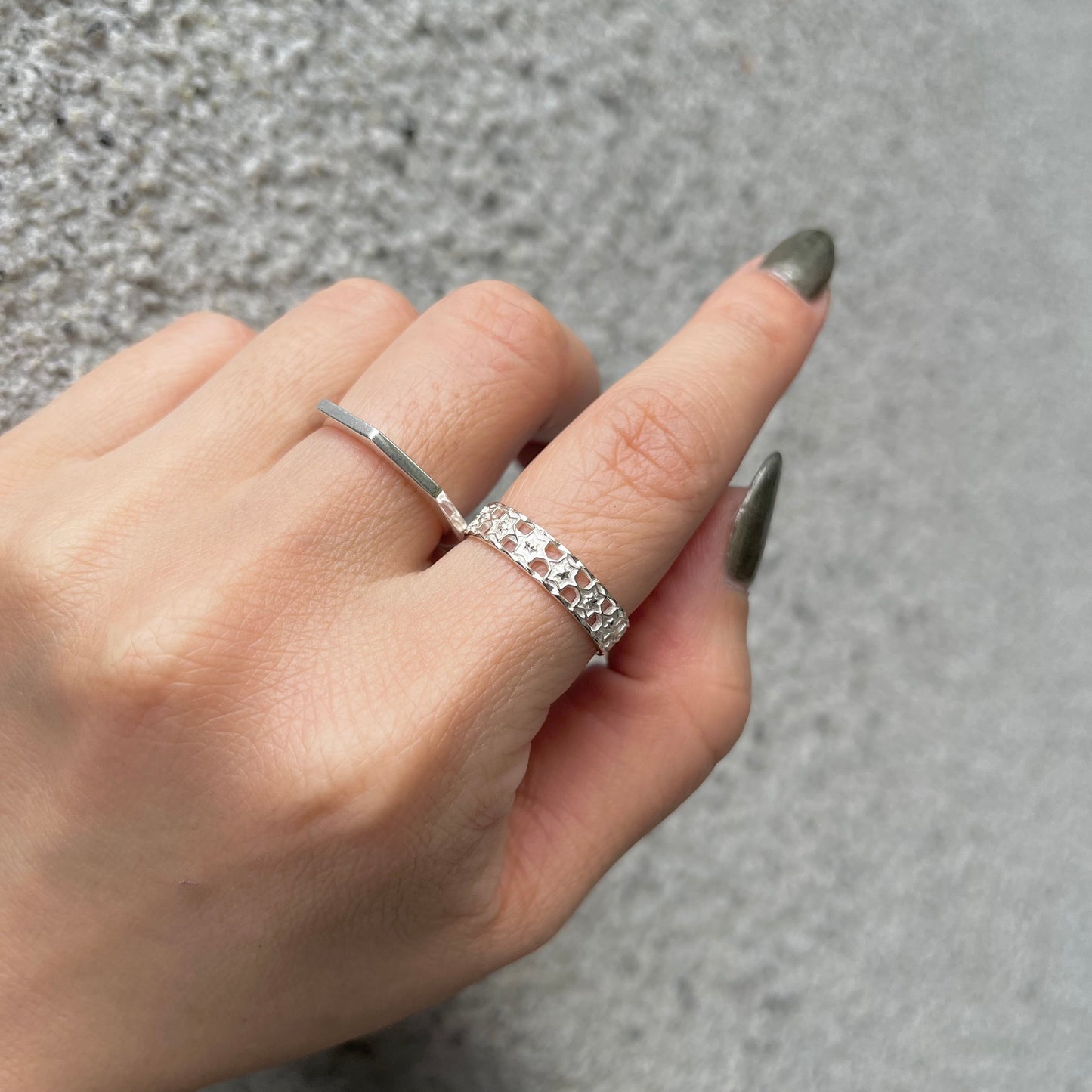 Silver925 star plain ring 2