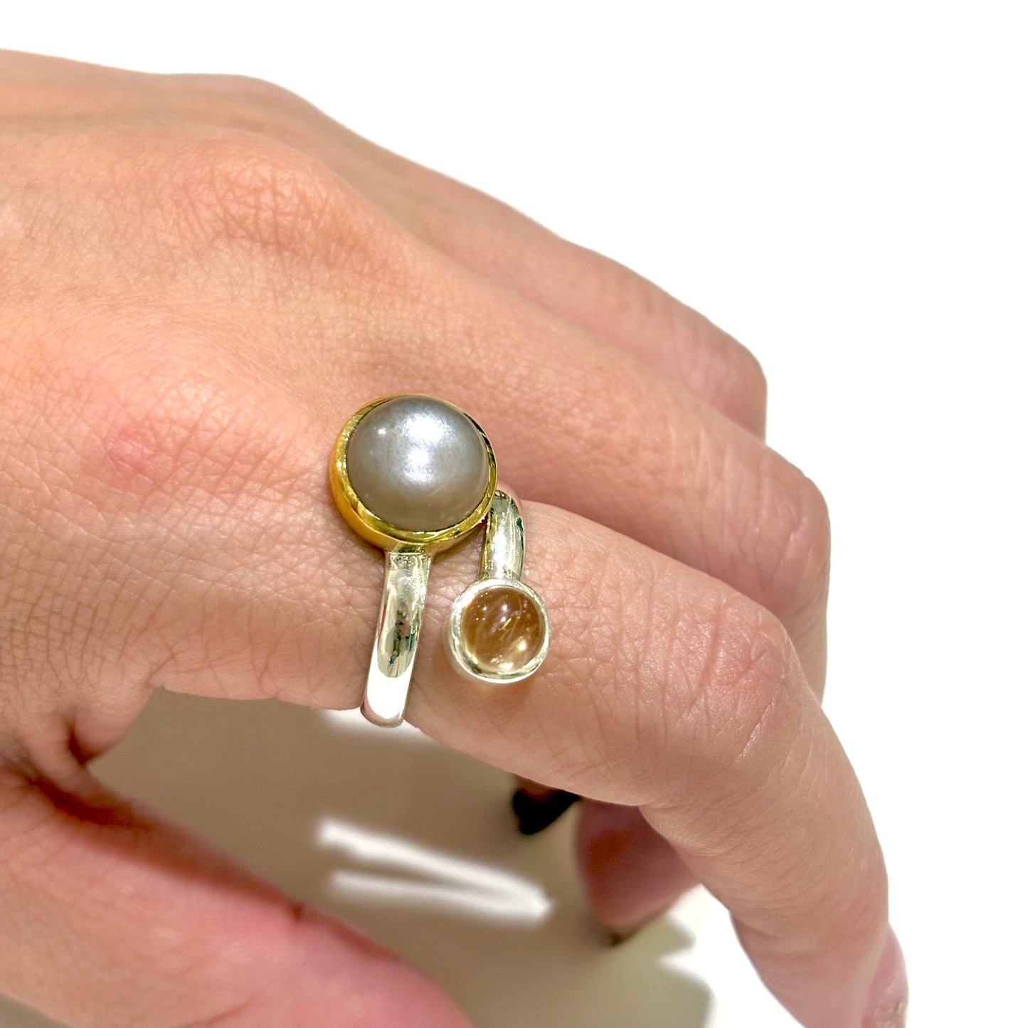 Silver925×Brass 2stone ring 22