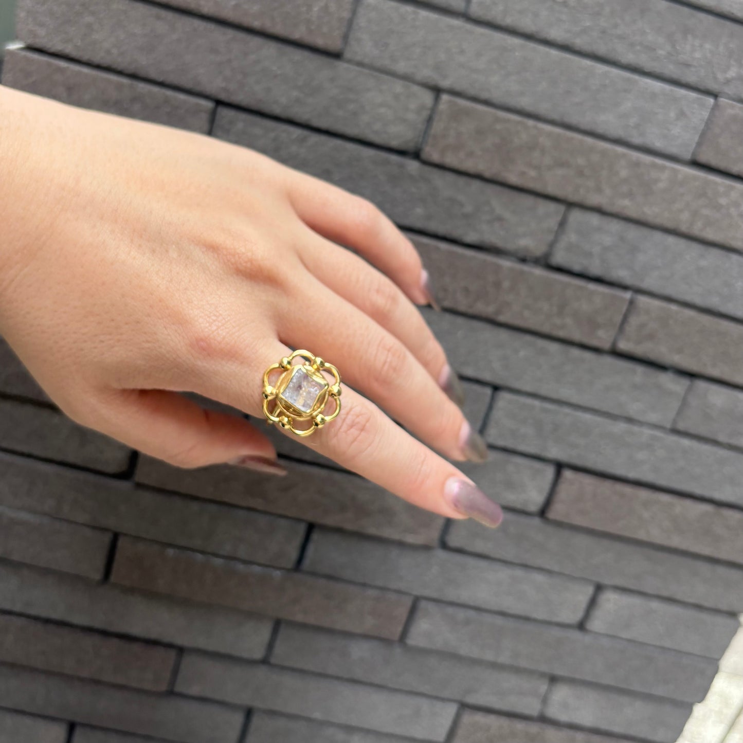 Brass flower design ring