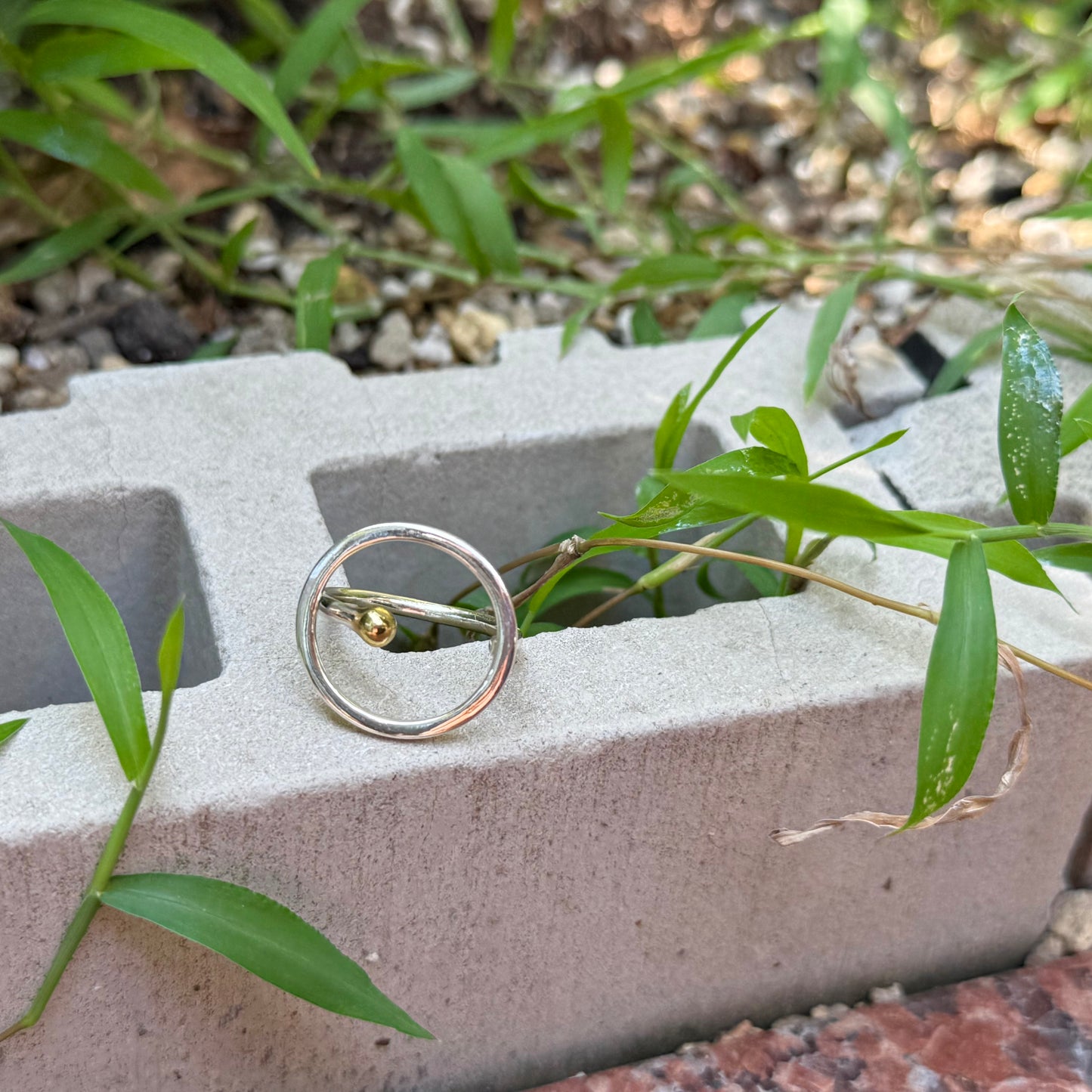 Silver925×Brass plain ring 〈Ball〉16