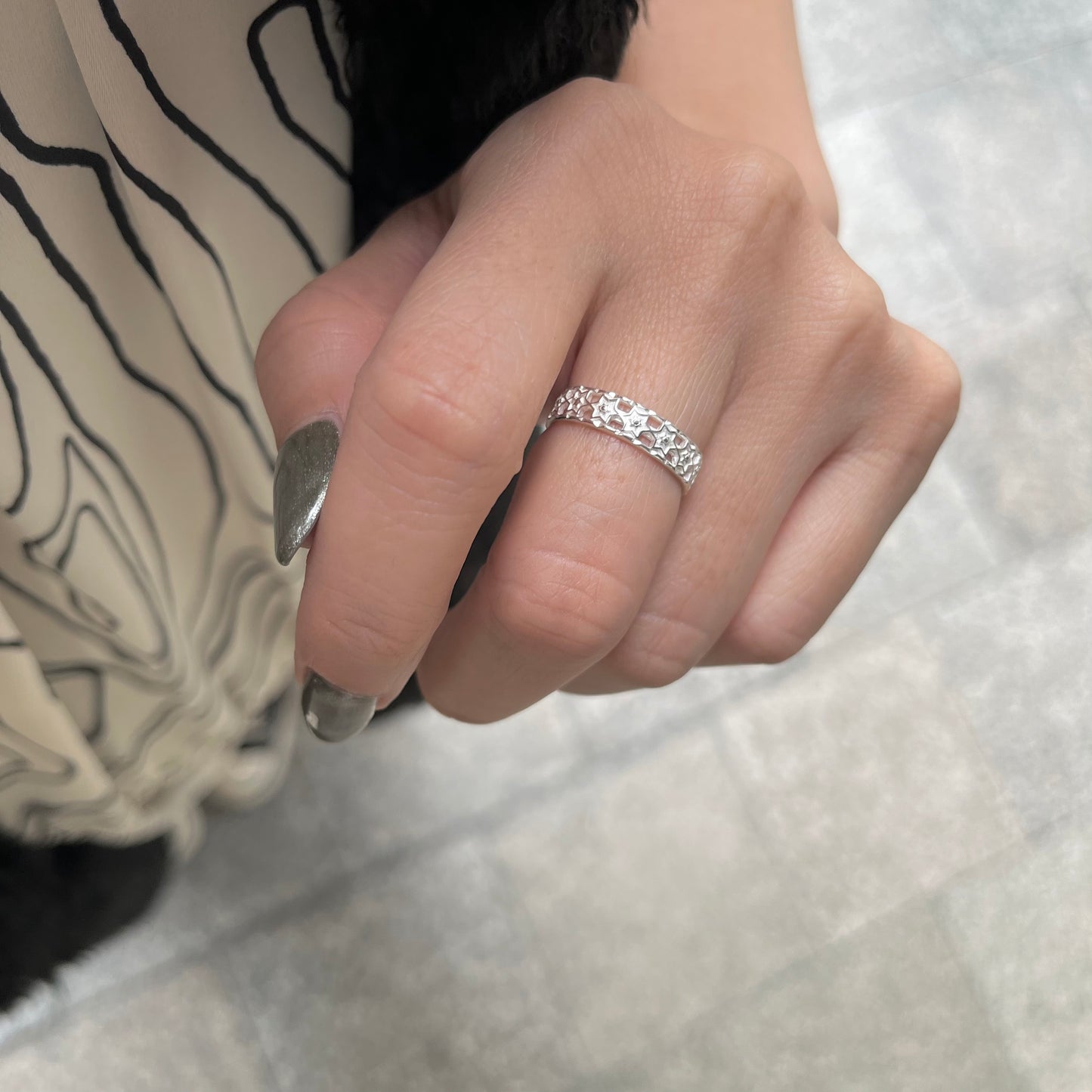 Silver925 star plain ring 2