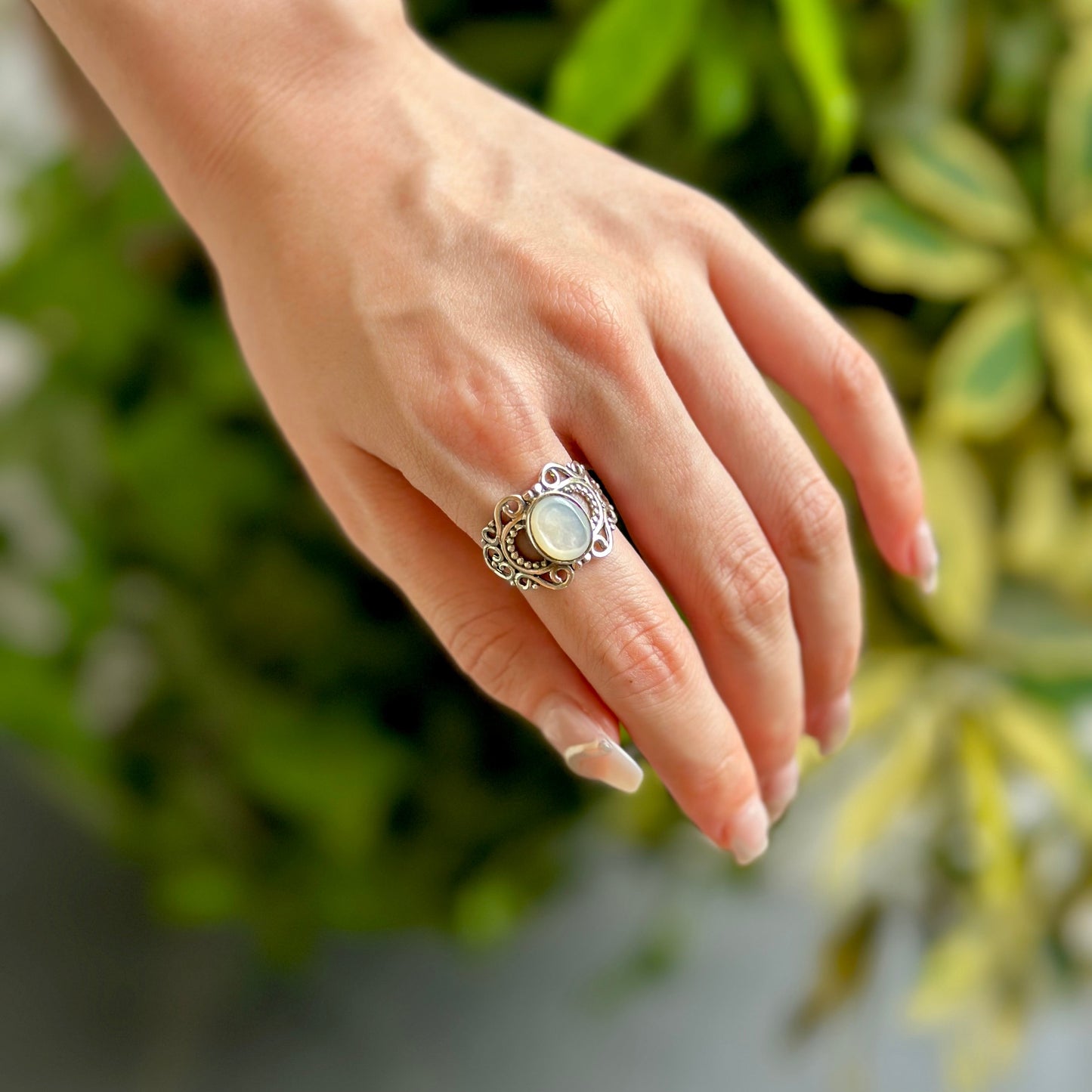White mother of pearl ring