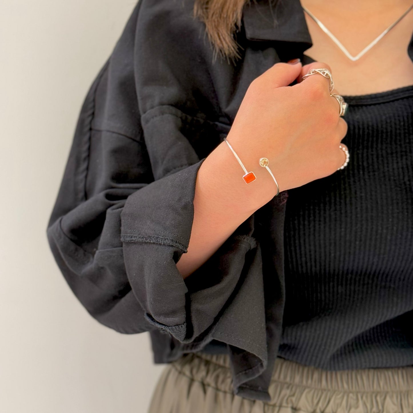 Silver925 2stone bangle 1