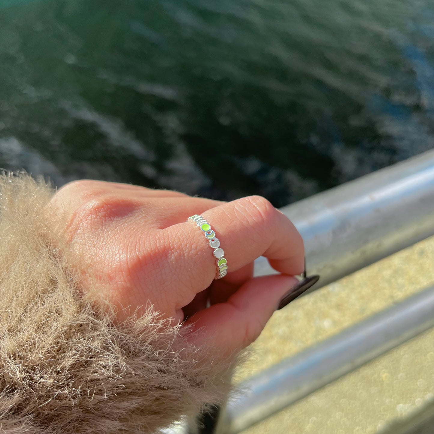 Moon enamel ring