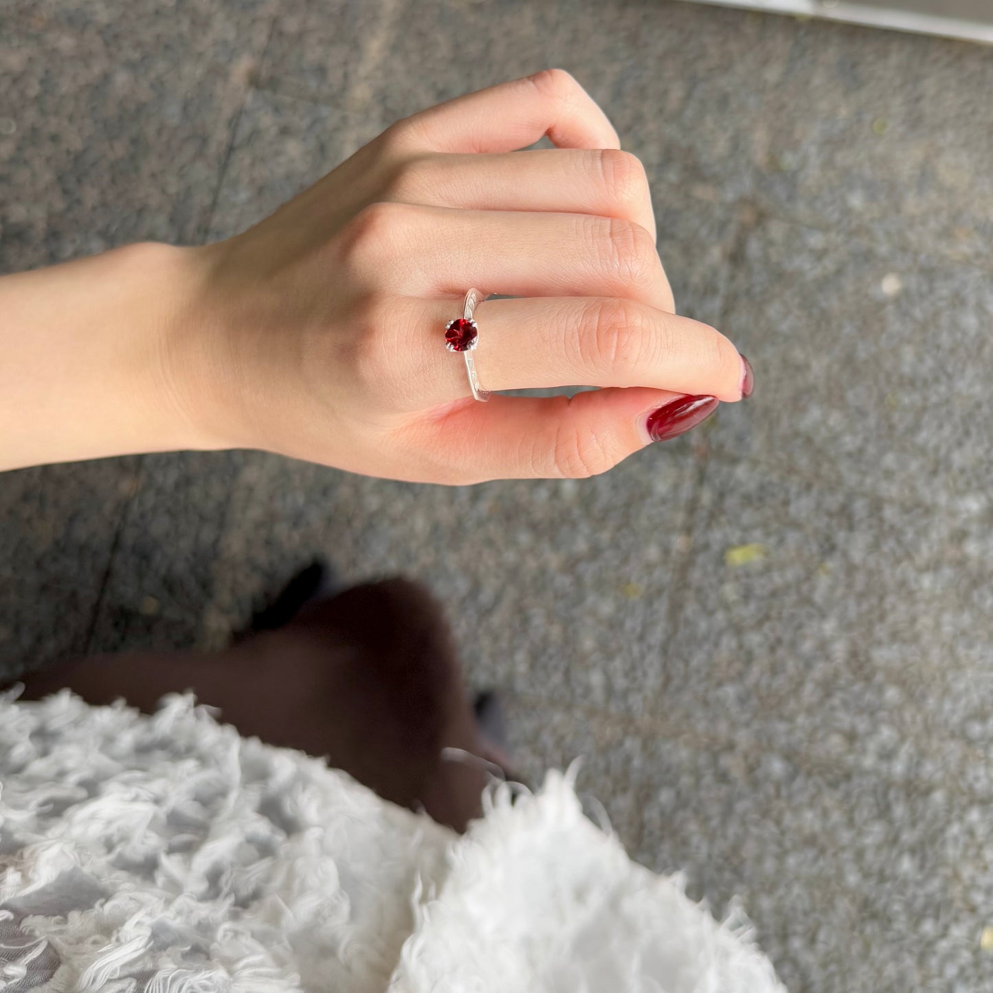 Heart design ring 〈Garnet〉