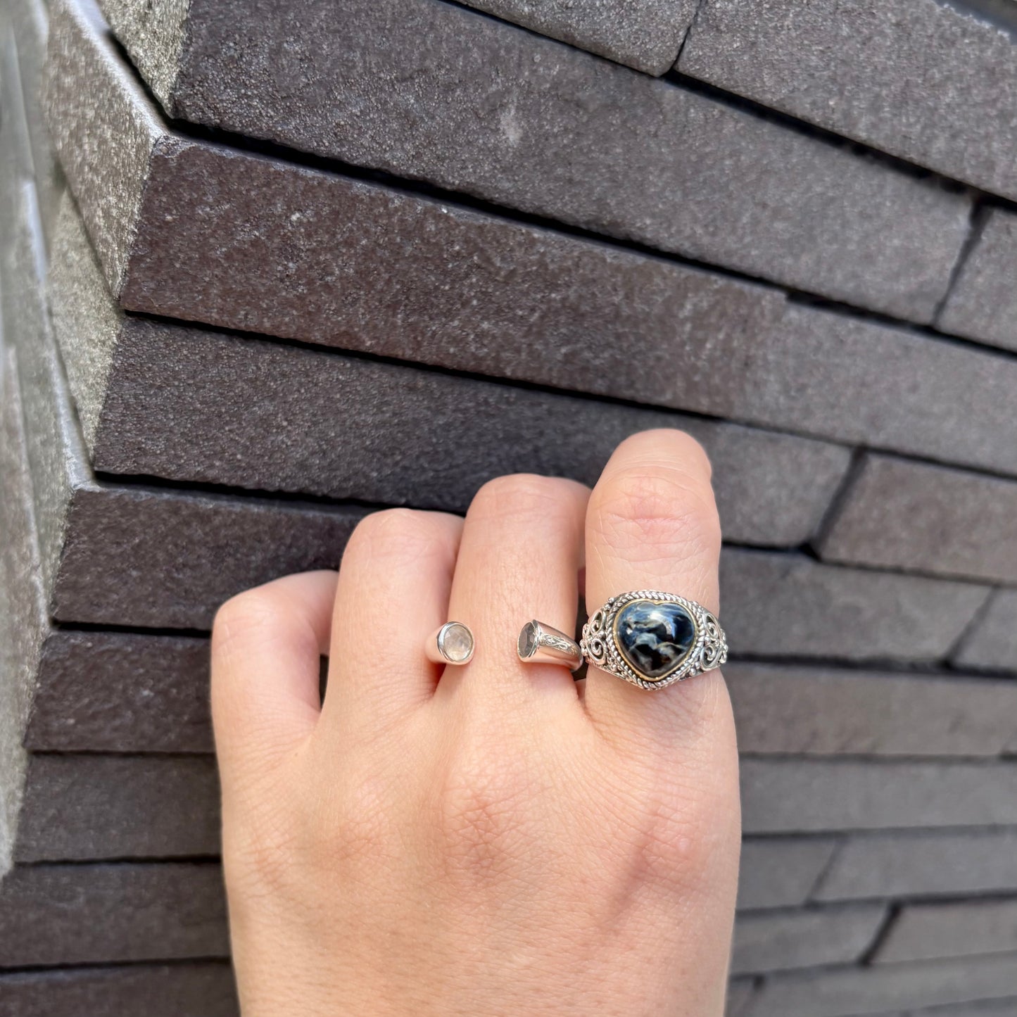 Silver925 2stone ring 19