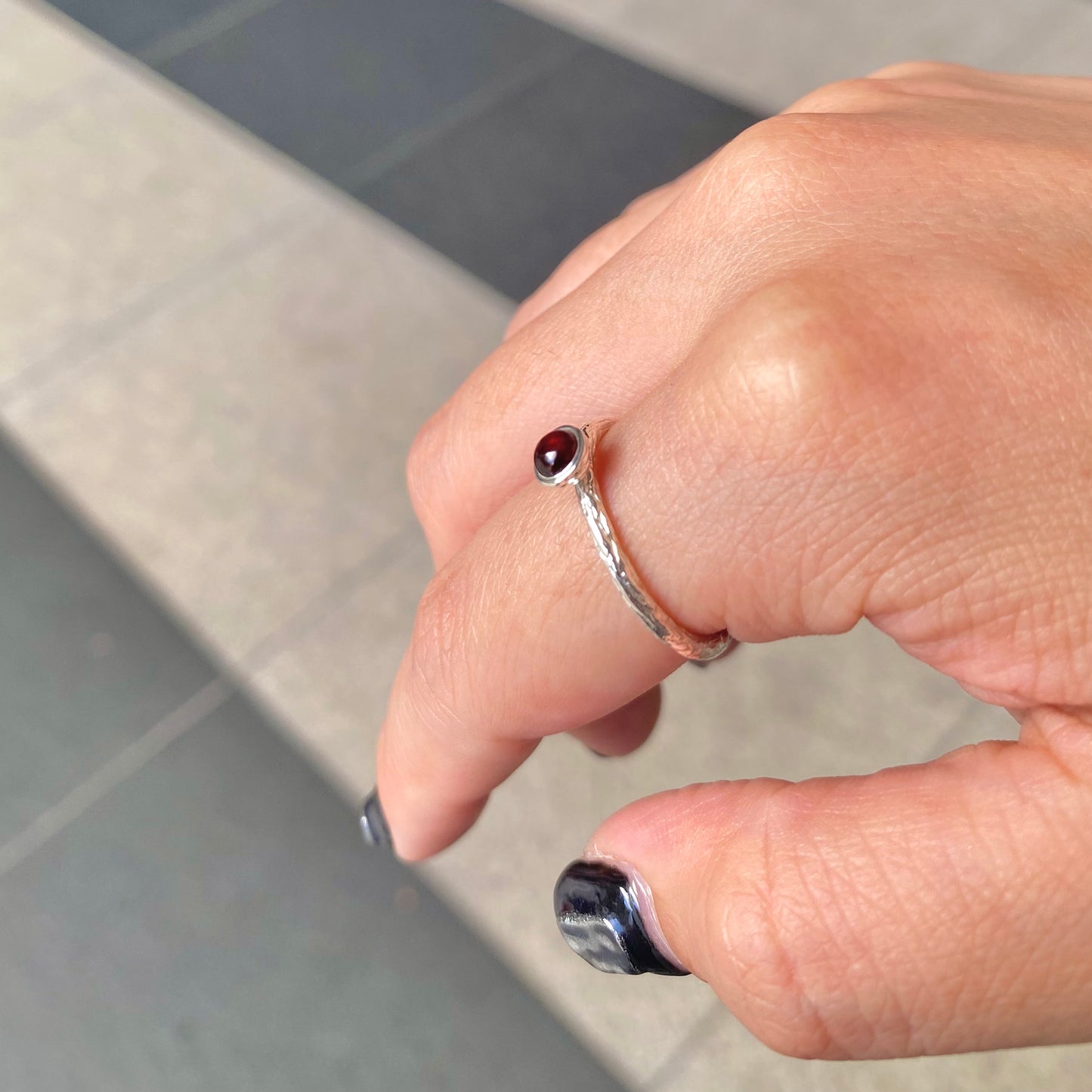 Silver925 petit ring〈red/purple〉